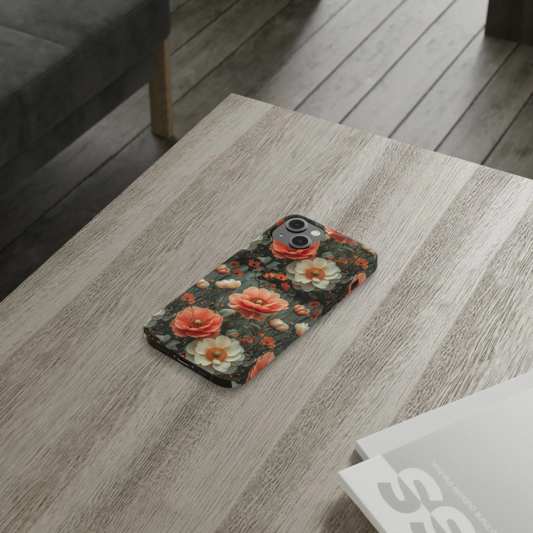 Elegant Peach Flowers Protective Cover, Botanical Garden Design Phone Case