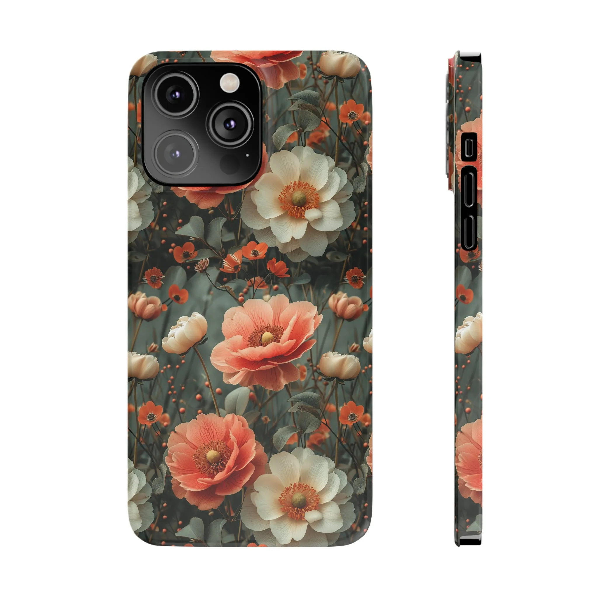 Elegant Peach Flowers Protective Cover, Botanical Garden Design Phone Case