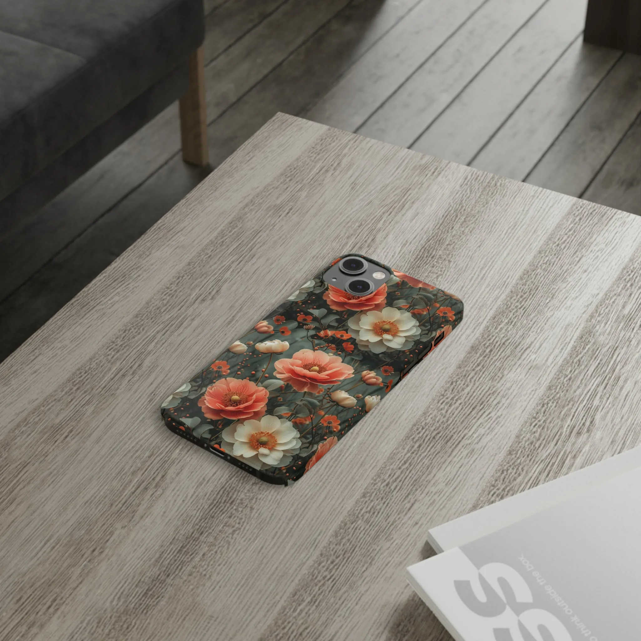 Elegant Peach Flowers Protective Cover, Botanical Garden Design Phone Case