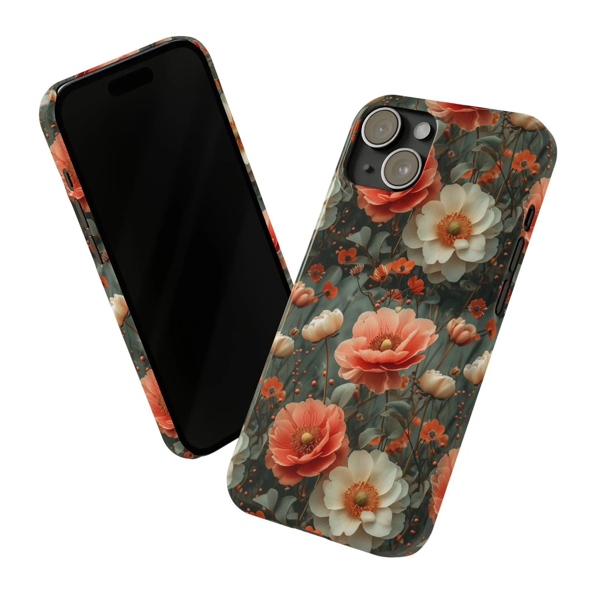 Elegant Peach Flowers Protective Cover, Botanical Garden Design Phone Case