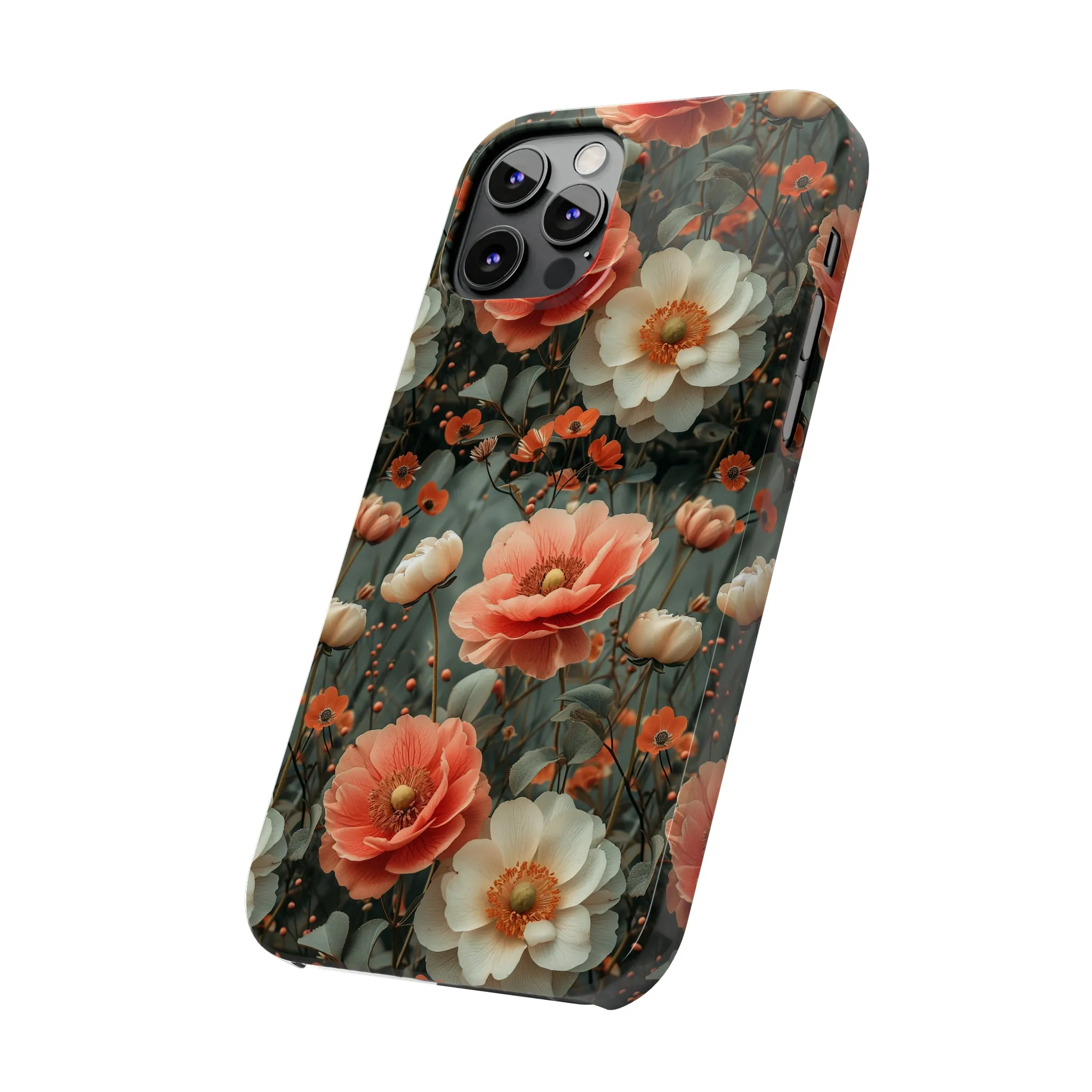 Elegant Peach Flowers Protective Cover, Botanical Garden Design Phone Case