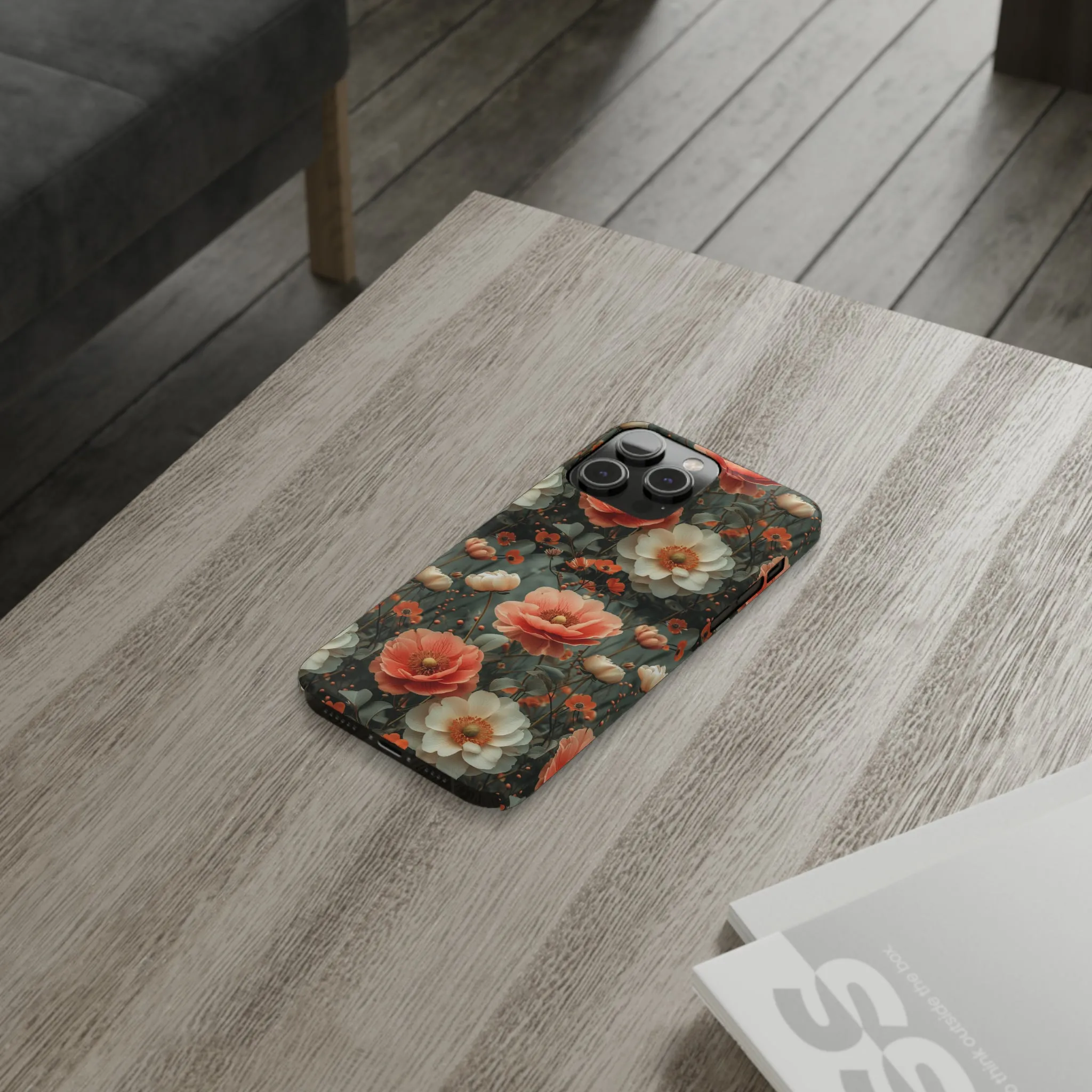 Elegant Peach Flowers Protective Cover, Botanical Garden Design Phone Case