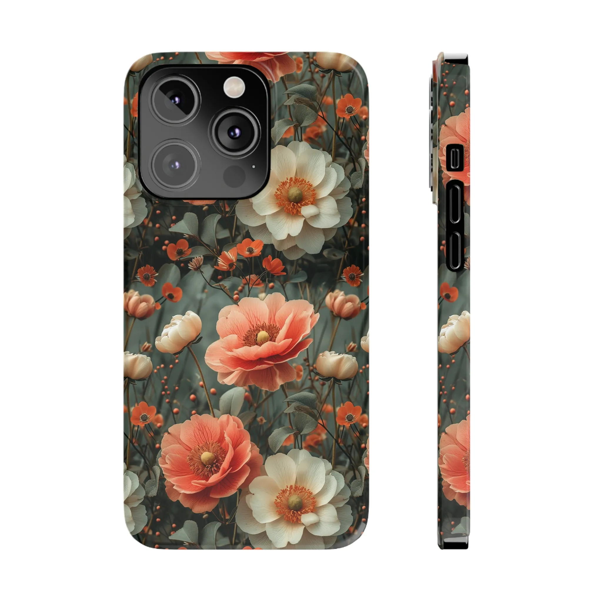 Elegant Peach Flowers Protective Cover, Botanical Garden Design Phone Case