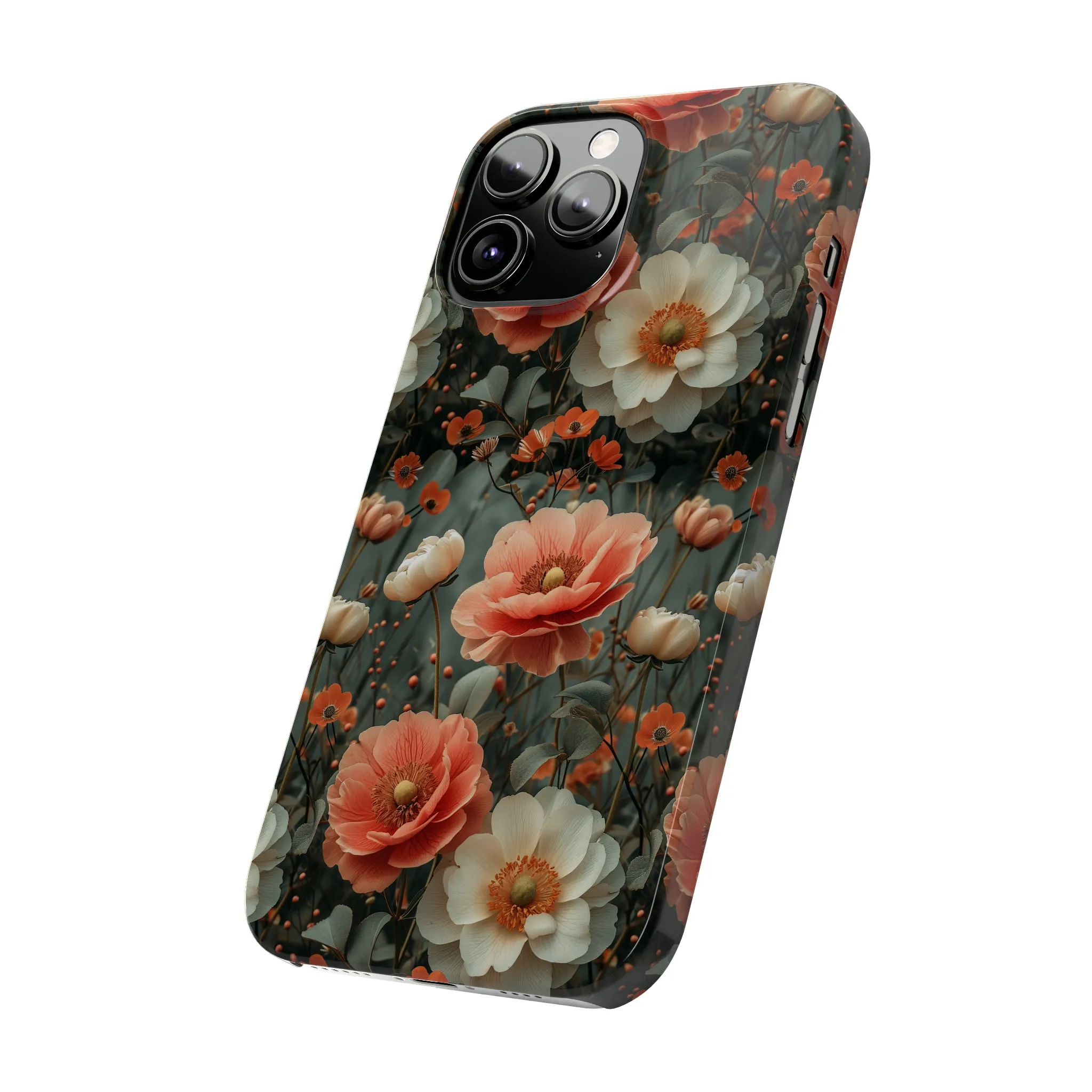 Elegant Peach Flowers Protective Cover, Botanical Garden Design Phone Case