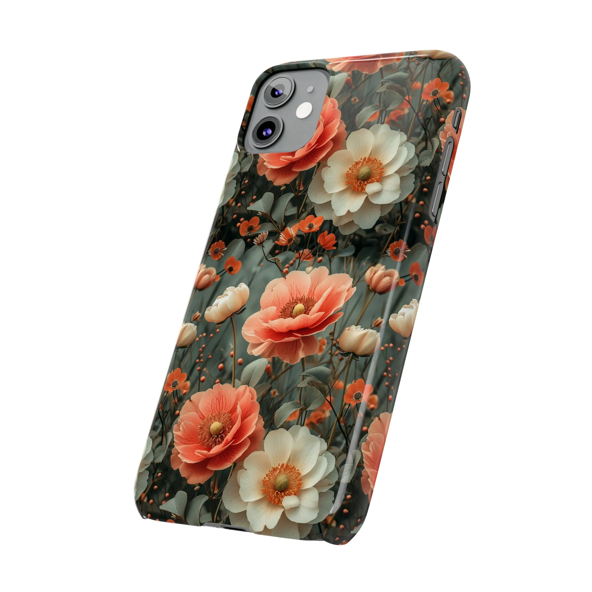 Elegant Peach Flowers Protective Cover, Botanical Garden Design Phone Case