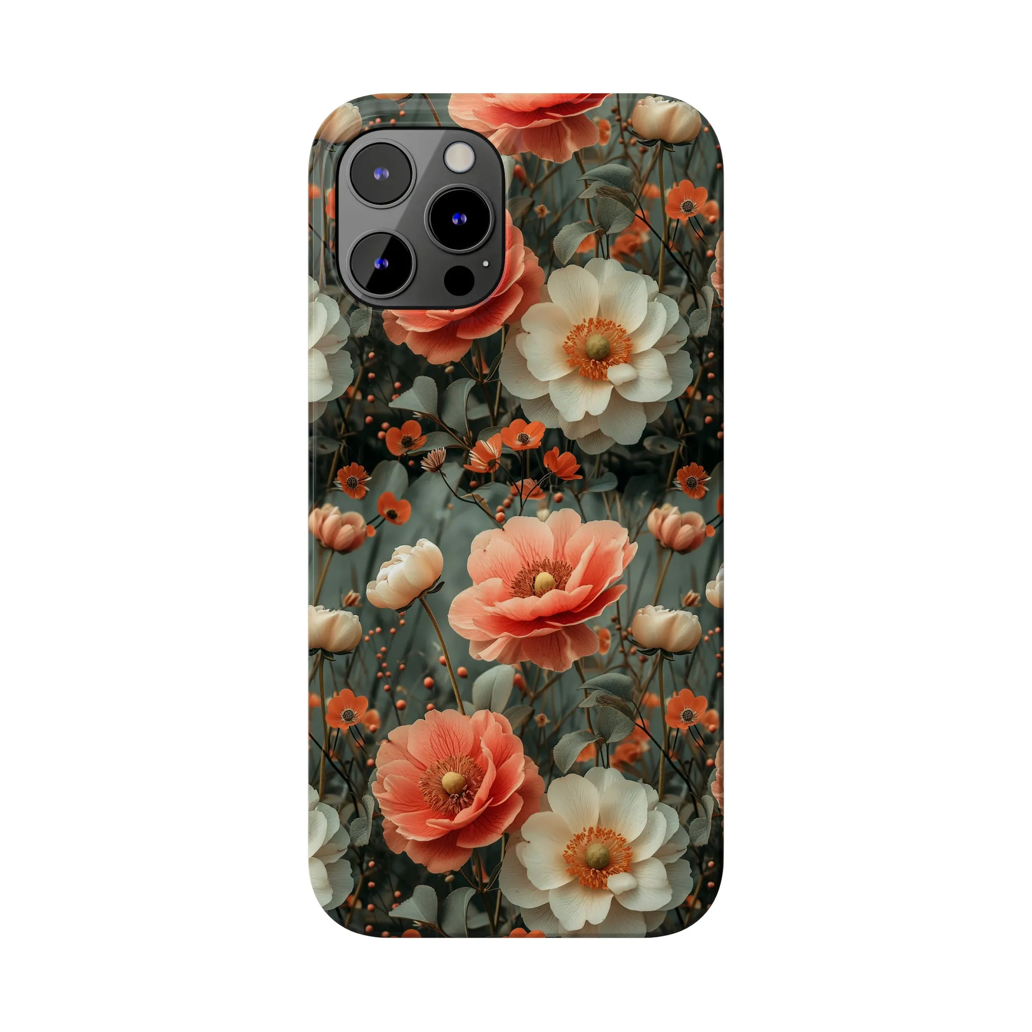 Elegant Peach Flowers Protective Cover, Botanical Garden Design Phone Case