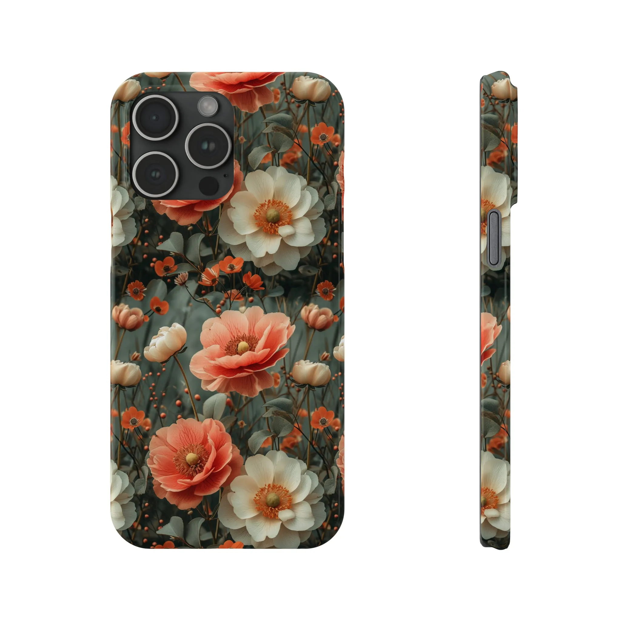 Elegant Peach Flowers Protective Cover, Botanical Garden Design Phone Case