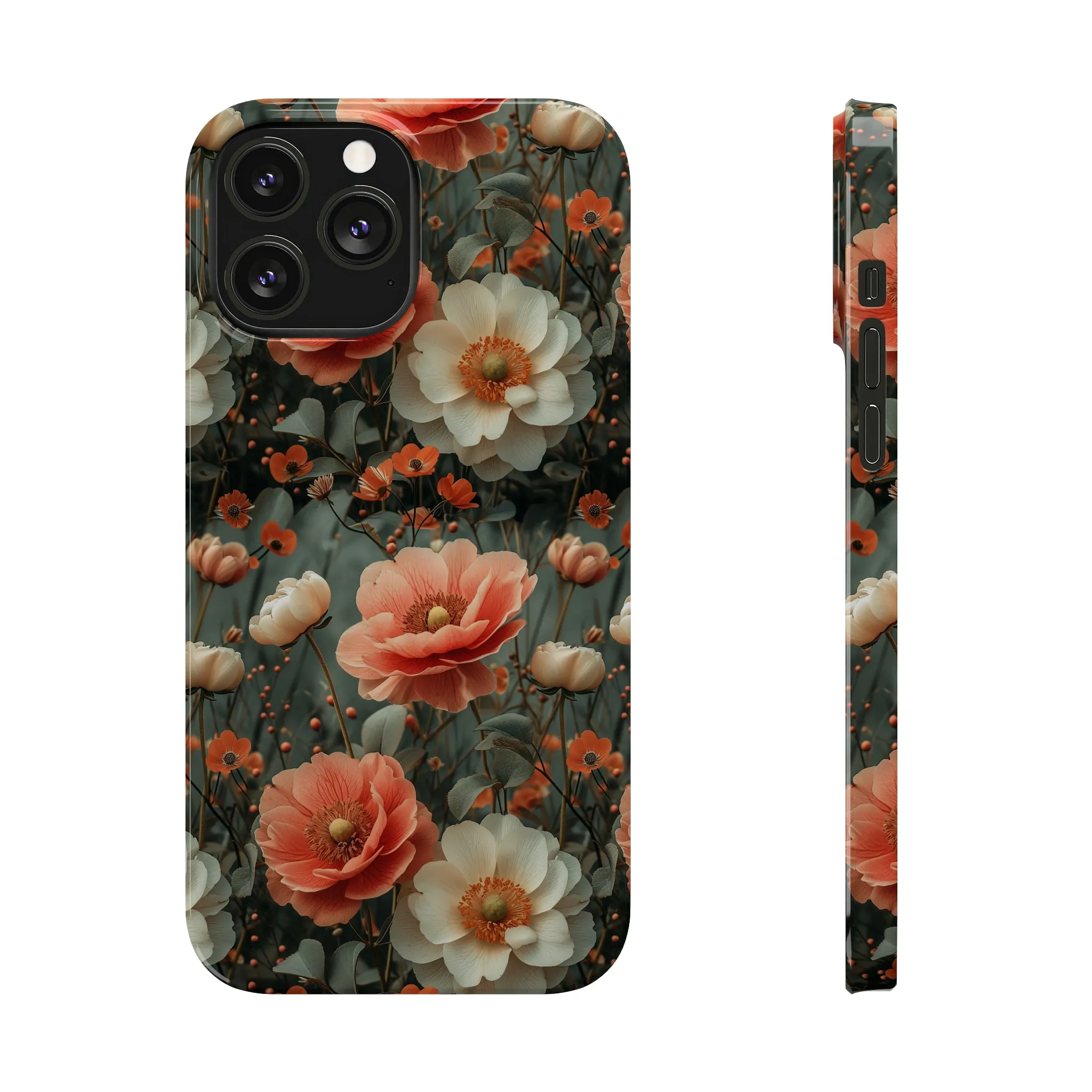 Elegant Peach Flowers Protective Cover, Botanical Garden Design Phone Case