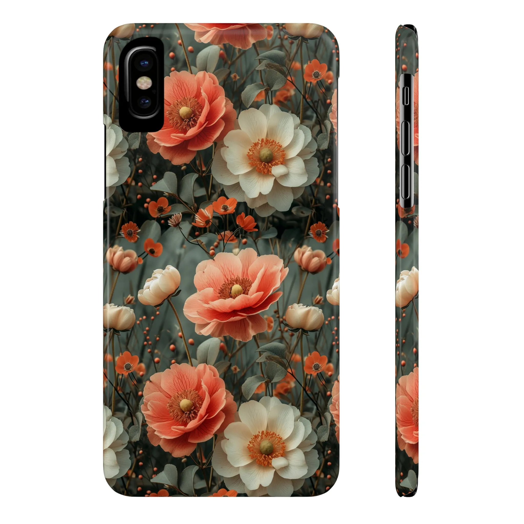 Elegant Peach Flowers Protective Cover, Botanical Garden Design Phone Case