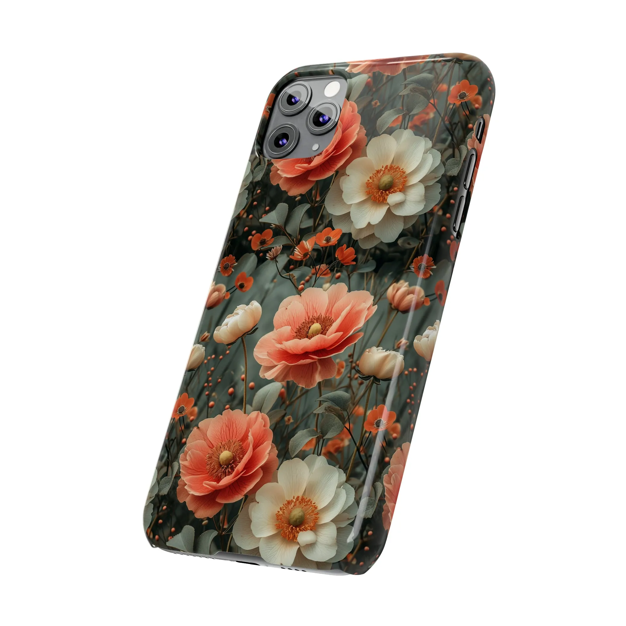 Elegant Peach Flowers Protective Cover, Botanical Garden Design Phone Case