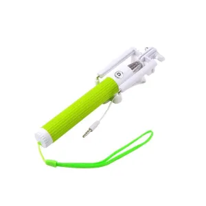 Fashion Extendable Wired Remote Shutter Selfie Stick Monopod For iPhone Smartphone - Green