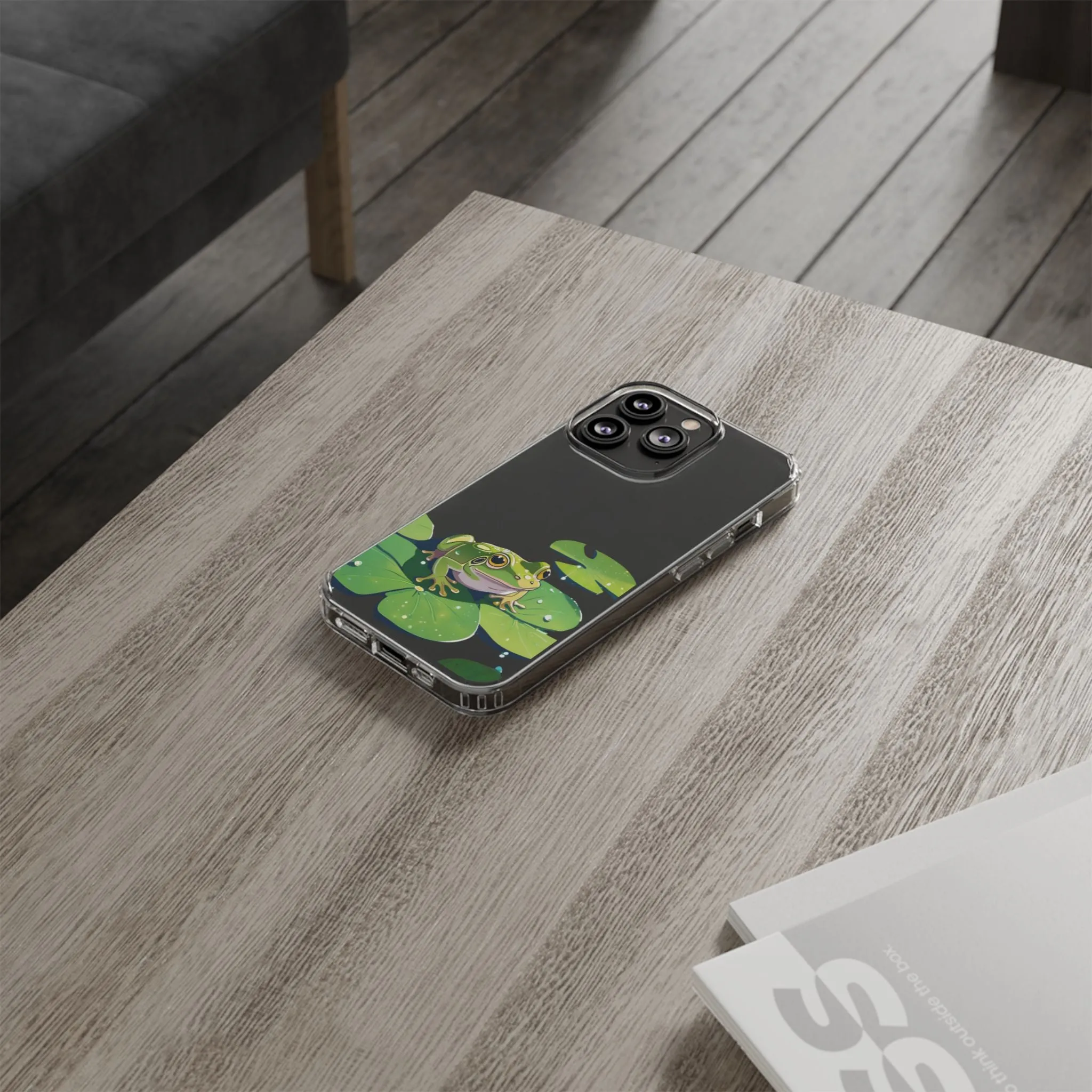 Frog Design Clear Phone Case - Nature Inspired, Perfect for Nature Lovers