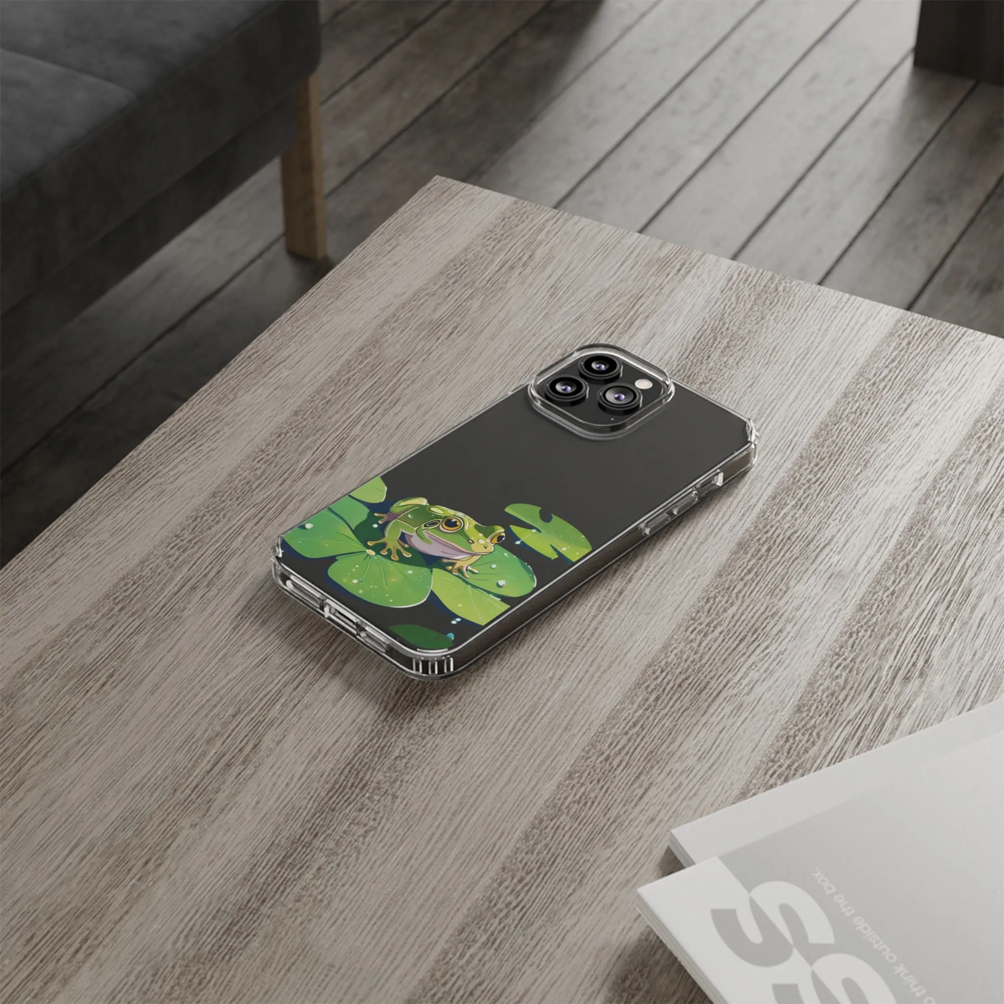 Frog Design Clear Phone Case - Nature Inspired, Perfect for Nature Lovers