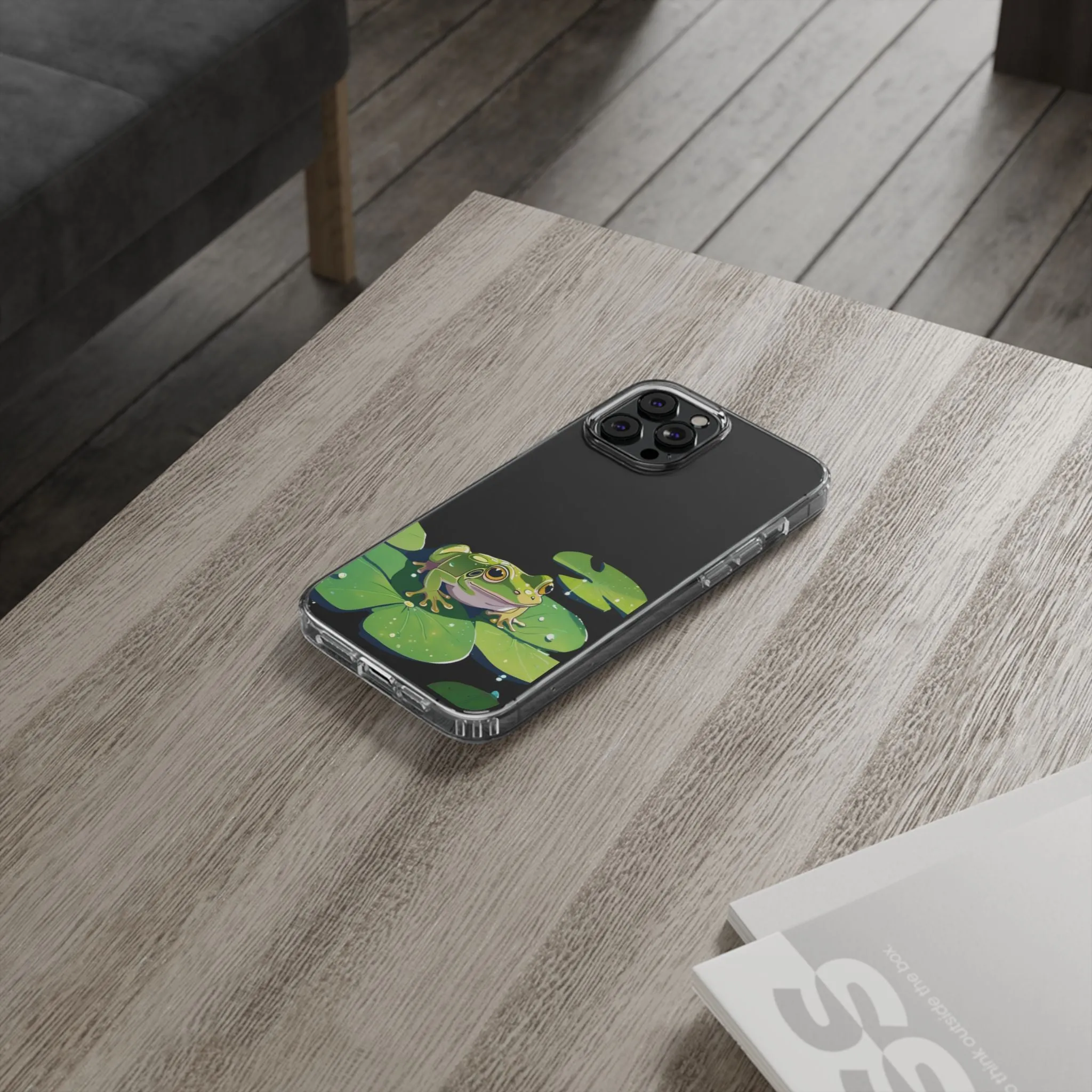 Frog Design Clear Phone Case - Nature Inspired, Perfect for Nature Lovers