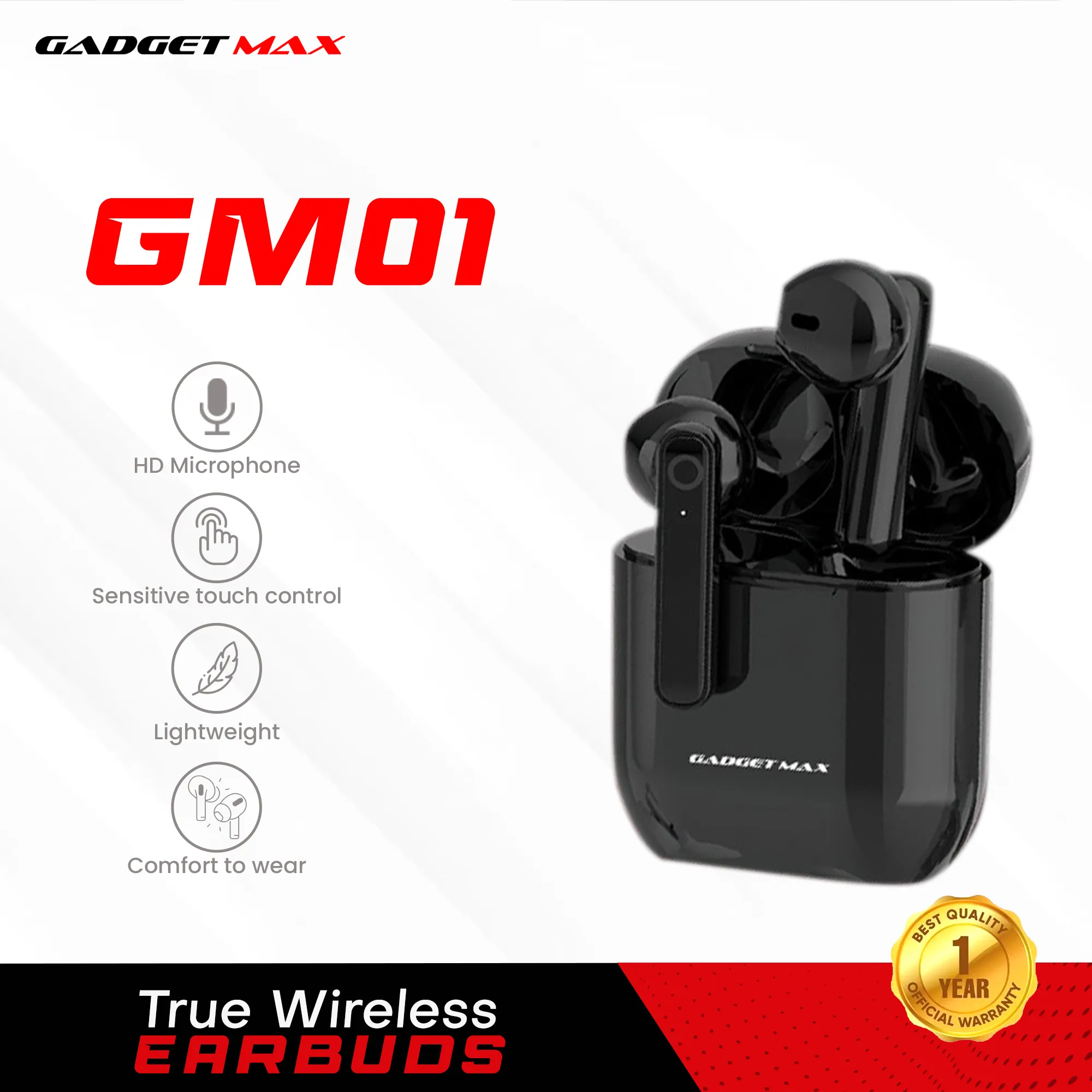 GADGET MAX GM-01 TWS BLUETOOTH TWS Earbuds - BLACK