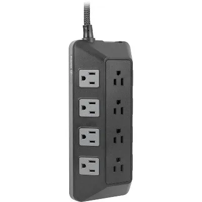 GE 12-Outlet Surge Protector 3540J Turtle 8' Braided Cord Black/Gray