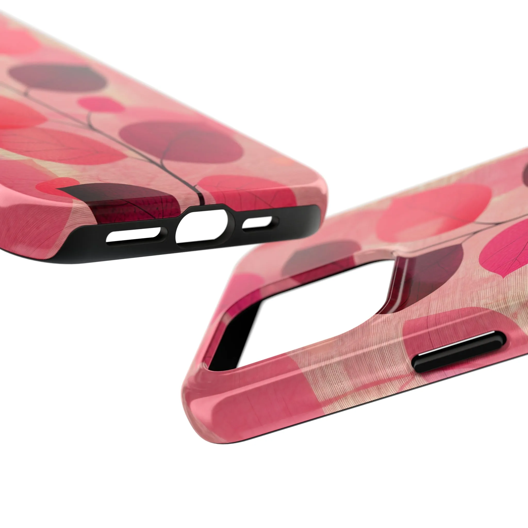 Girly Pink Abstract Leaf Design Tough Phone Case