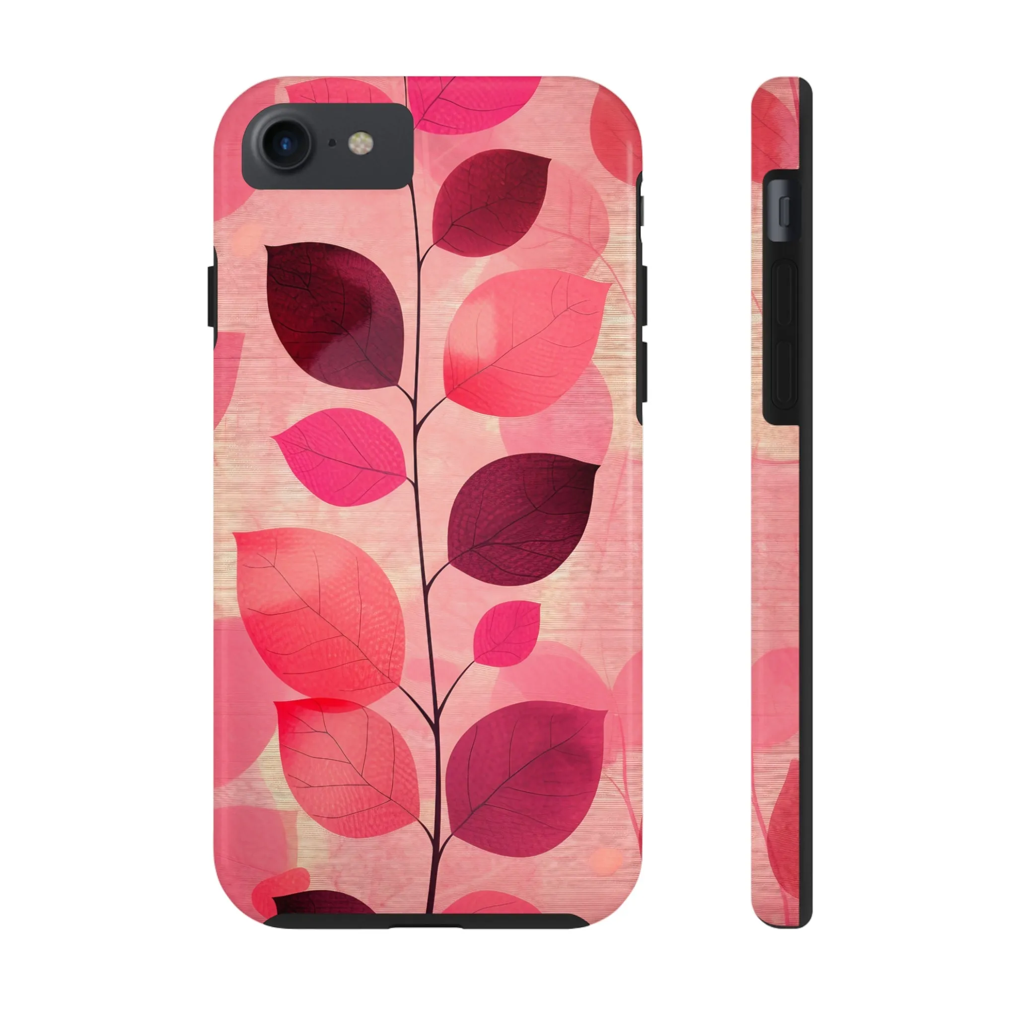 Girly Pink Abstract Leaf Design Tough Phone Case