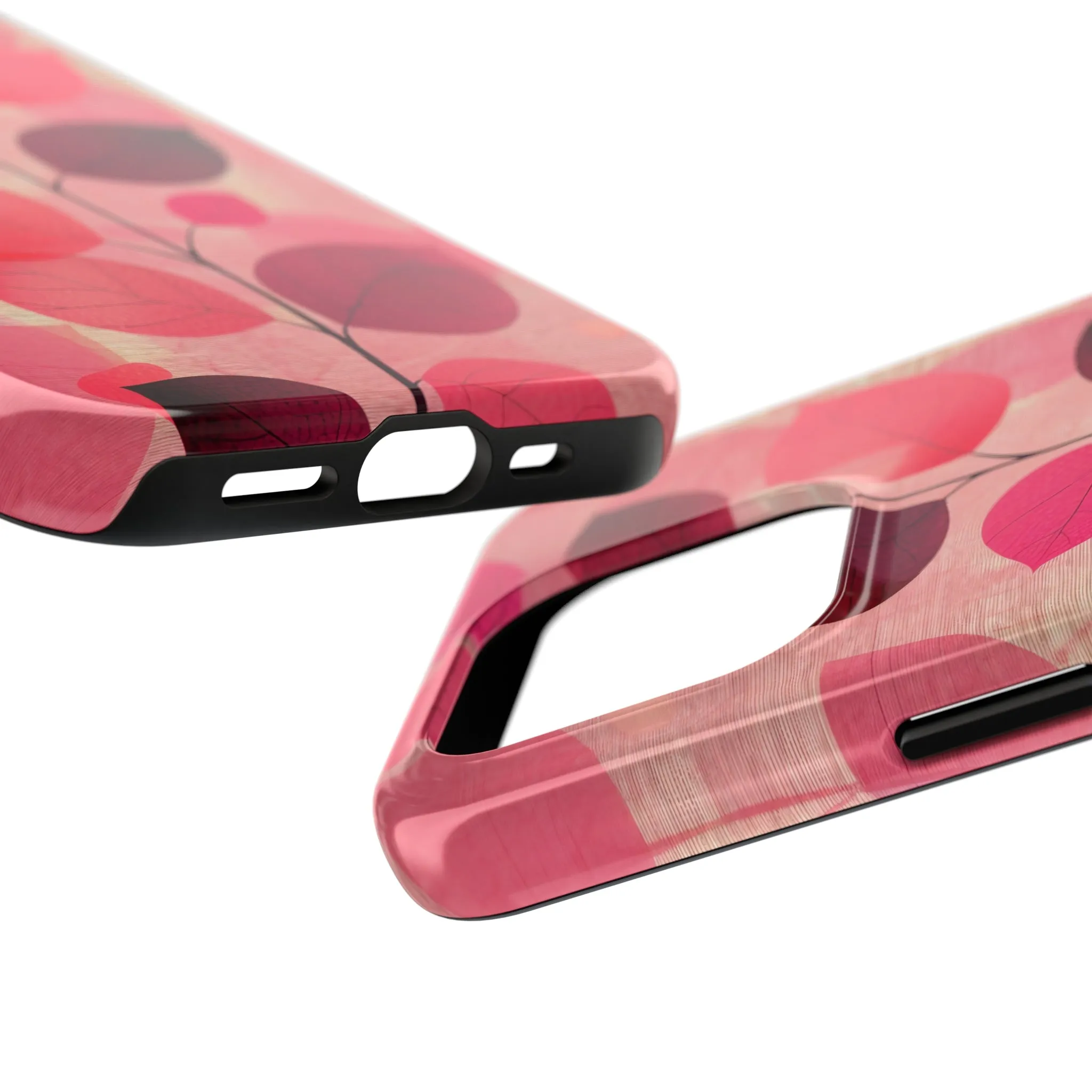 Girly Pink Abstract Leaf Design Tough Phone Case