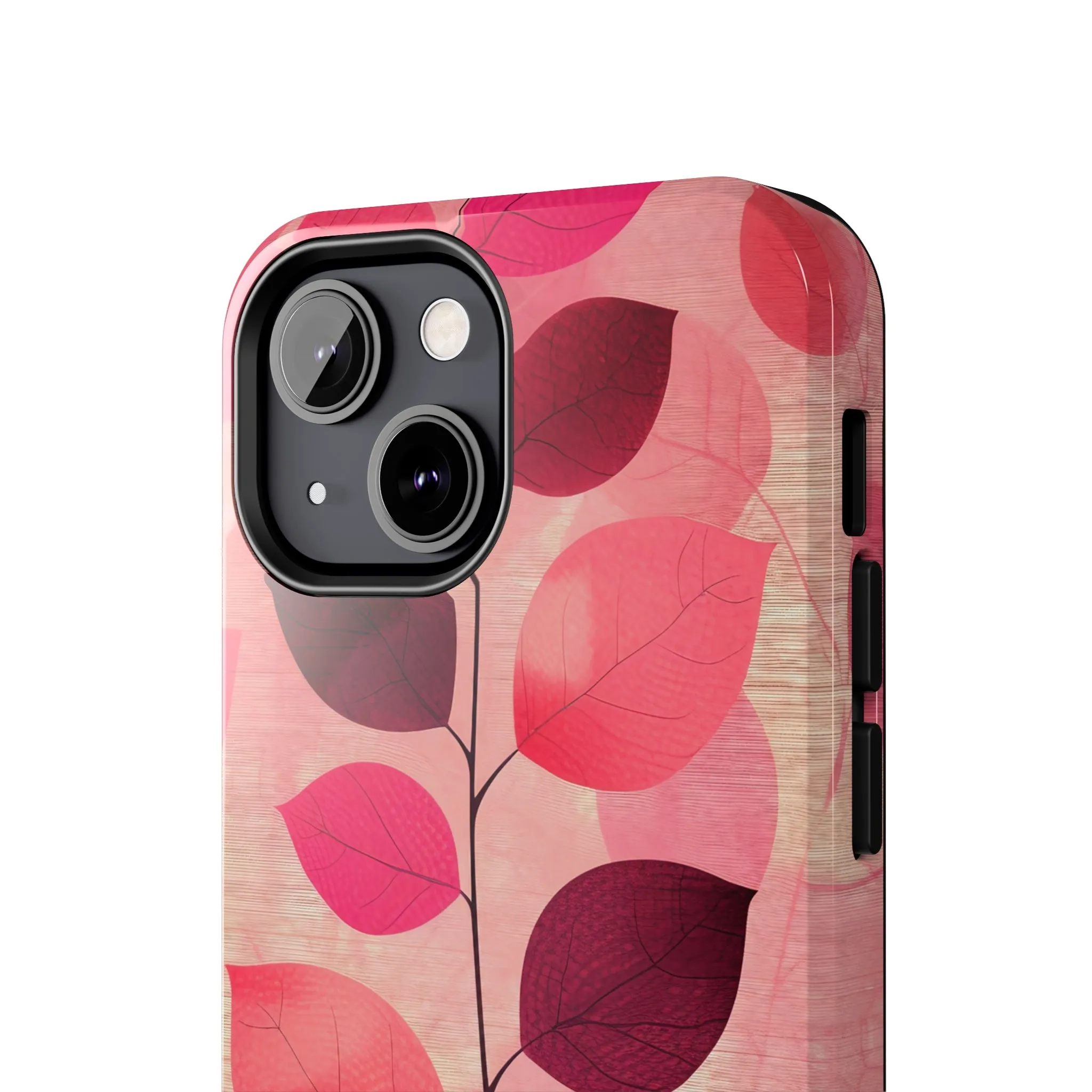 Girly Pink Abstract Leaf Design Tough Phone Case