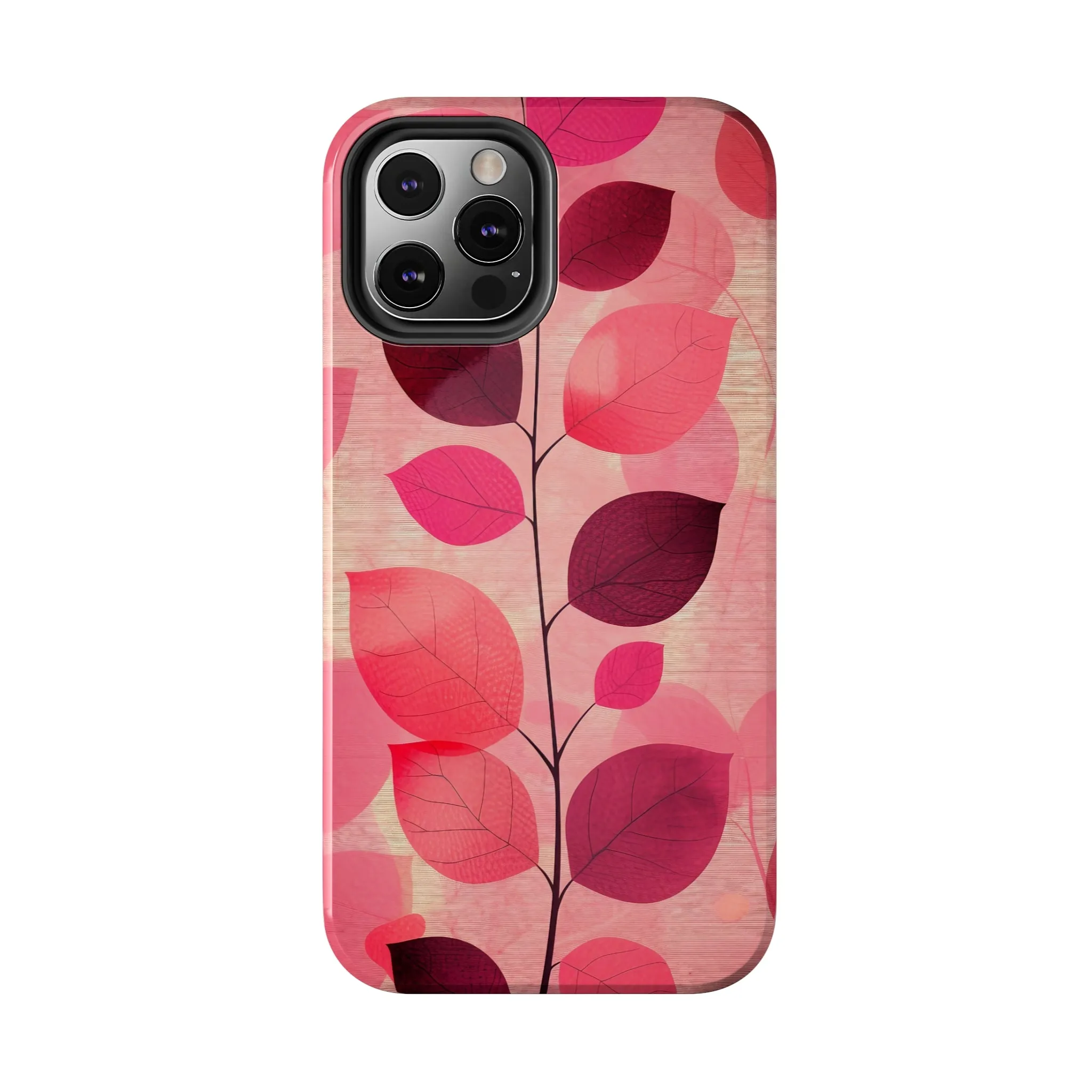 Girly Pink Abstract Leaf Design Tough Phone Case