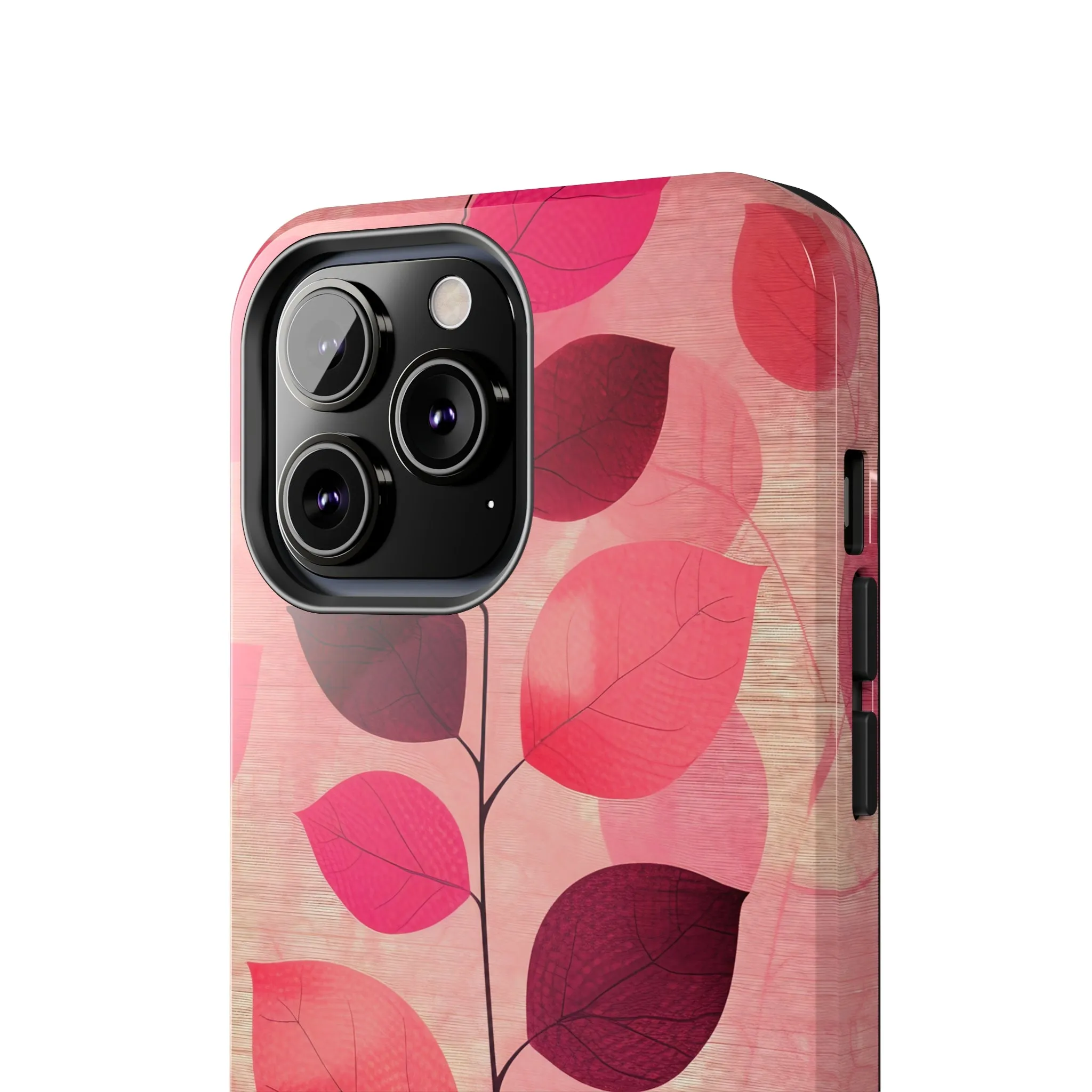 Girly Pink Abstract Leaf Design Tough Phone Case