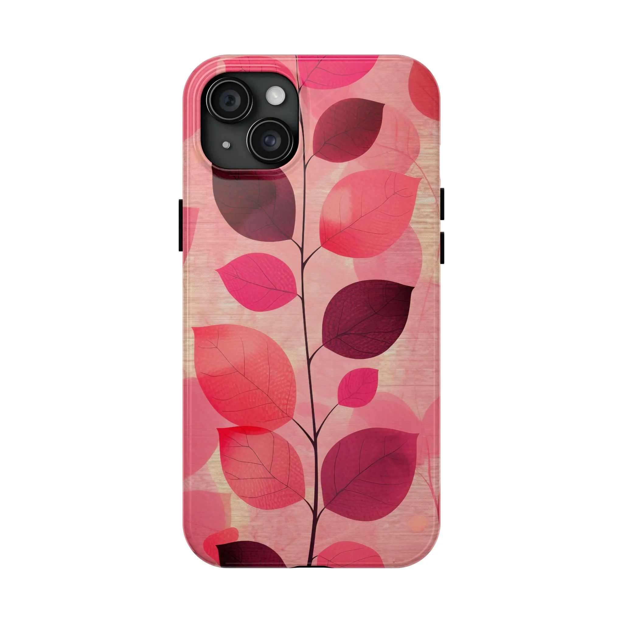 Girly Pink Abstract Leaf Design Tough Phone Case