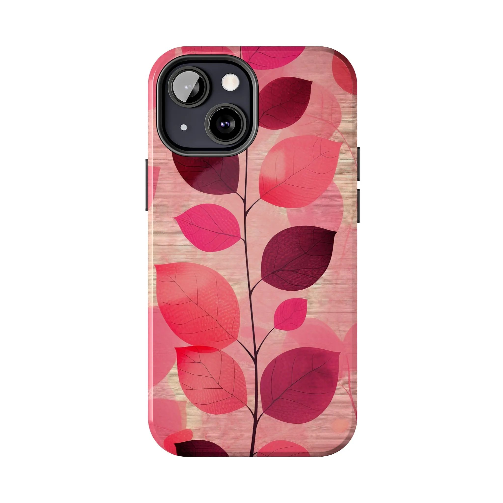 Girly Pink Abstract Leaf Design Tough Phone Case