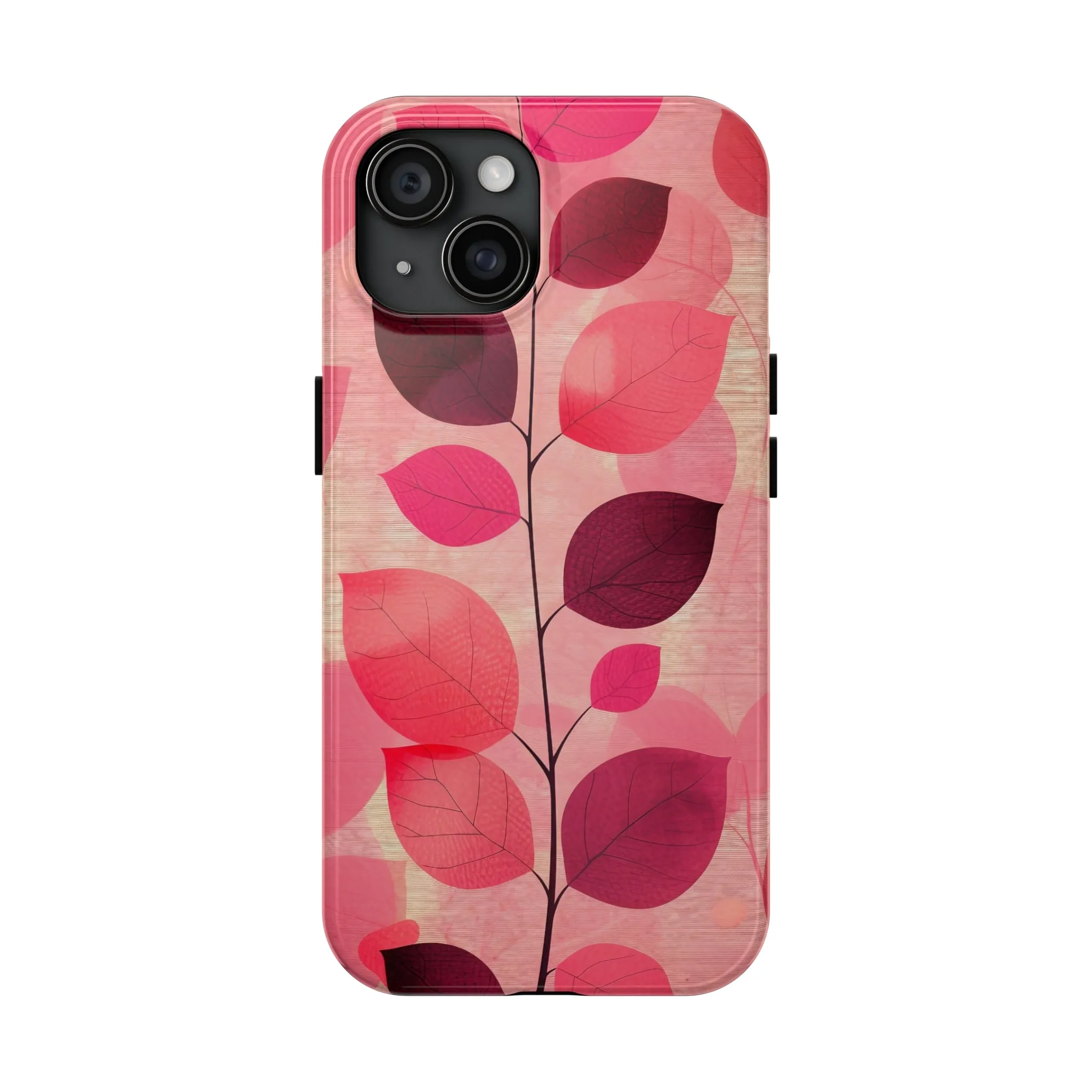 Girly Pink Abstract Leaf Design Tough Phone Case