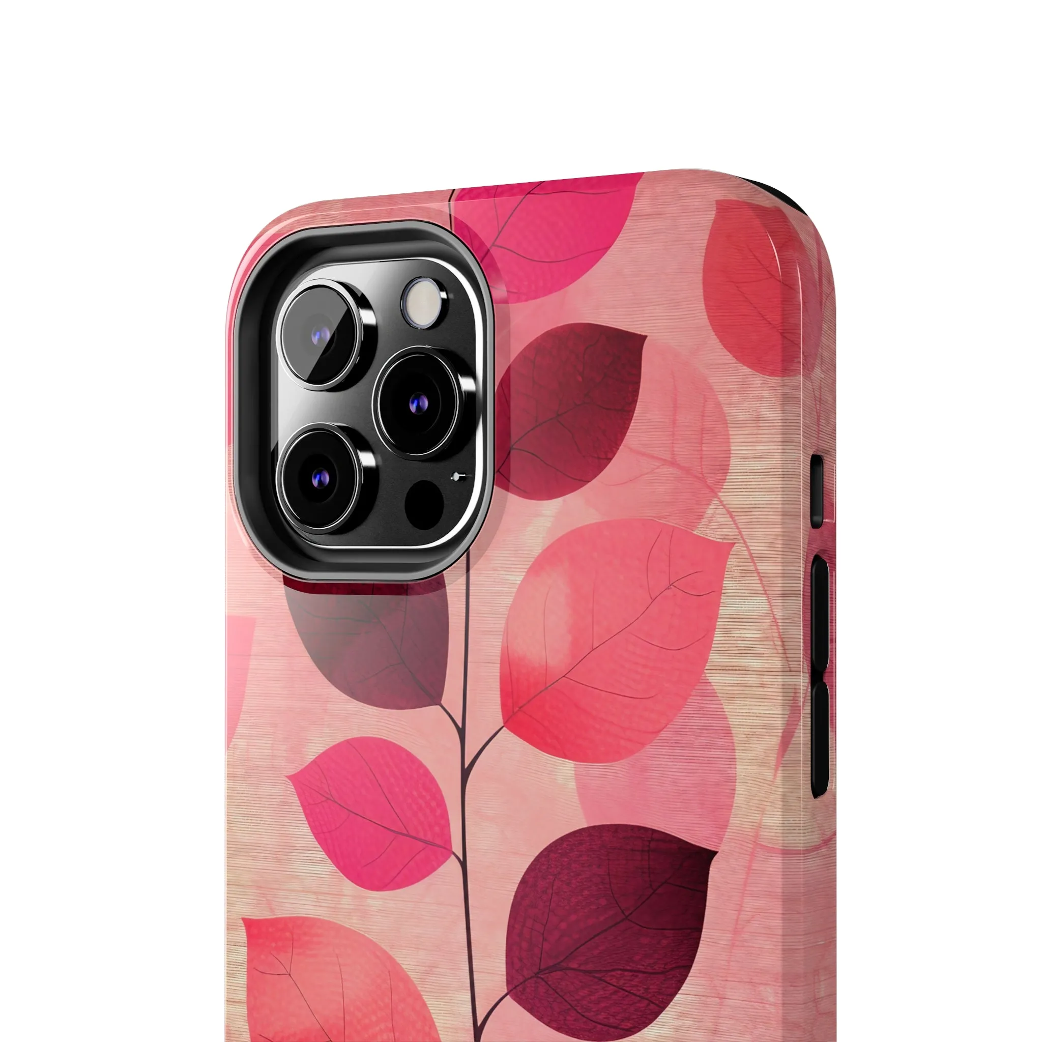 Girly Pink Abstract Leaf Design Tough Phone Case