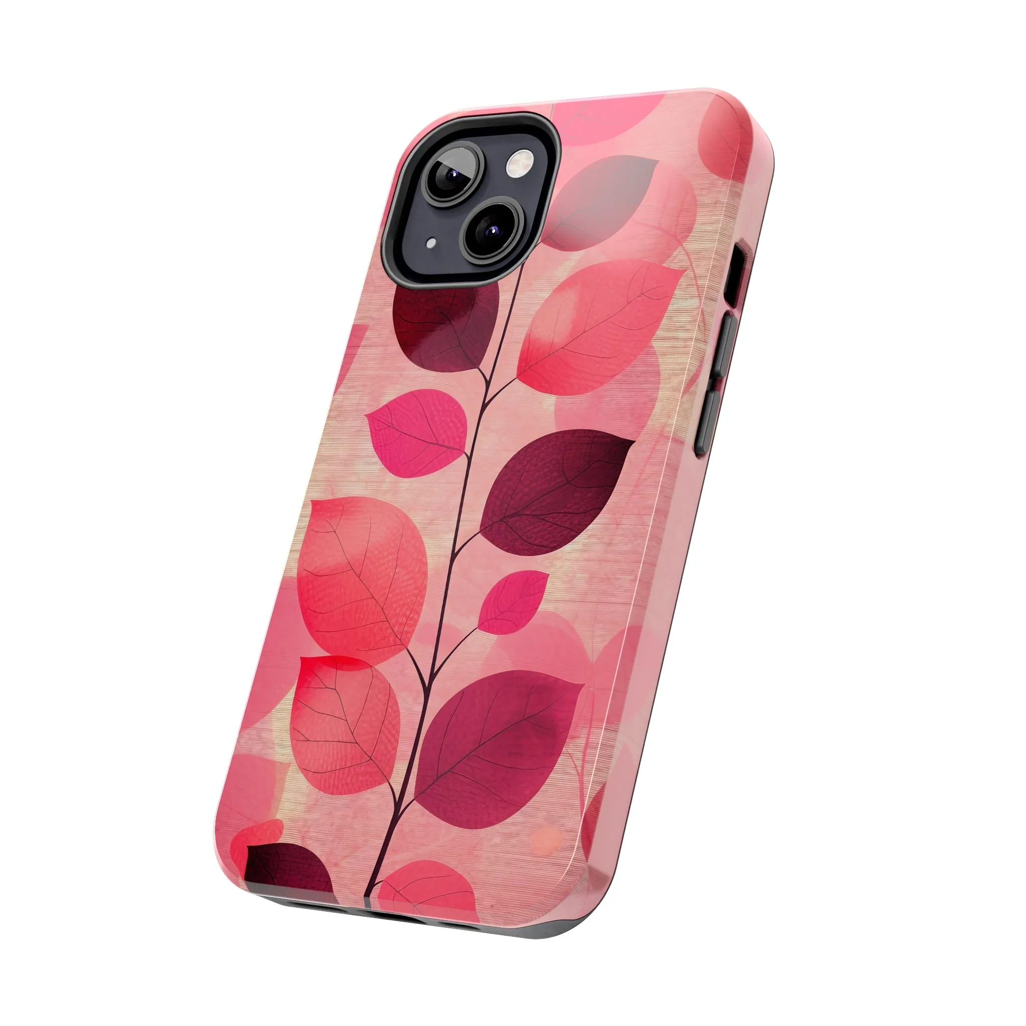 Girly Pink Abstract Leaf Design Tough Phone Case