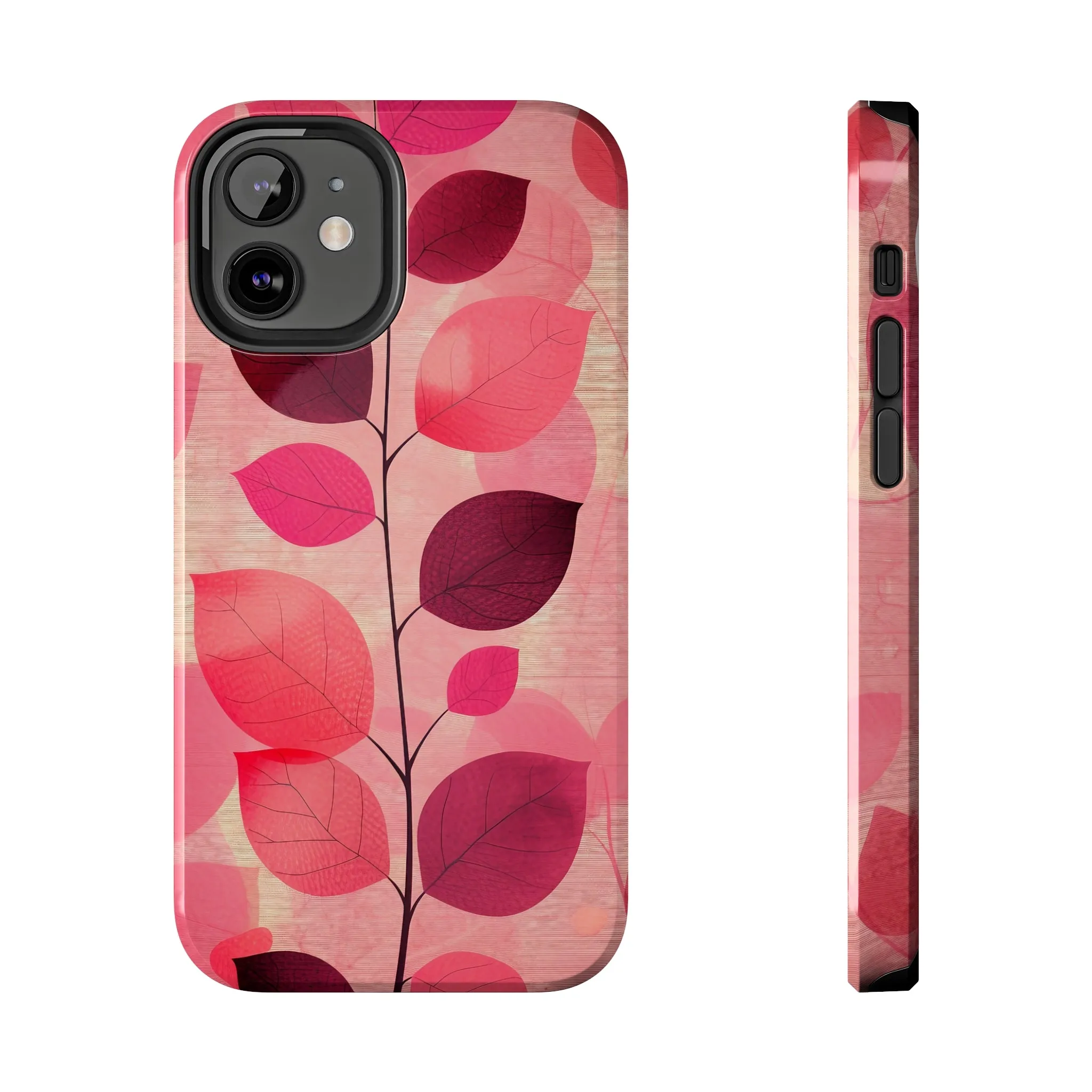 Girly Pink Abstract Leaf Design Tough Phone Case