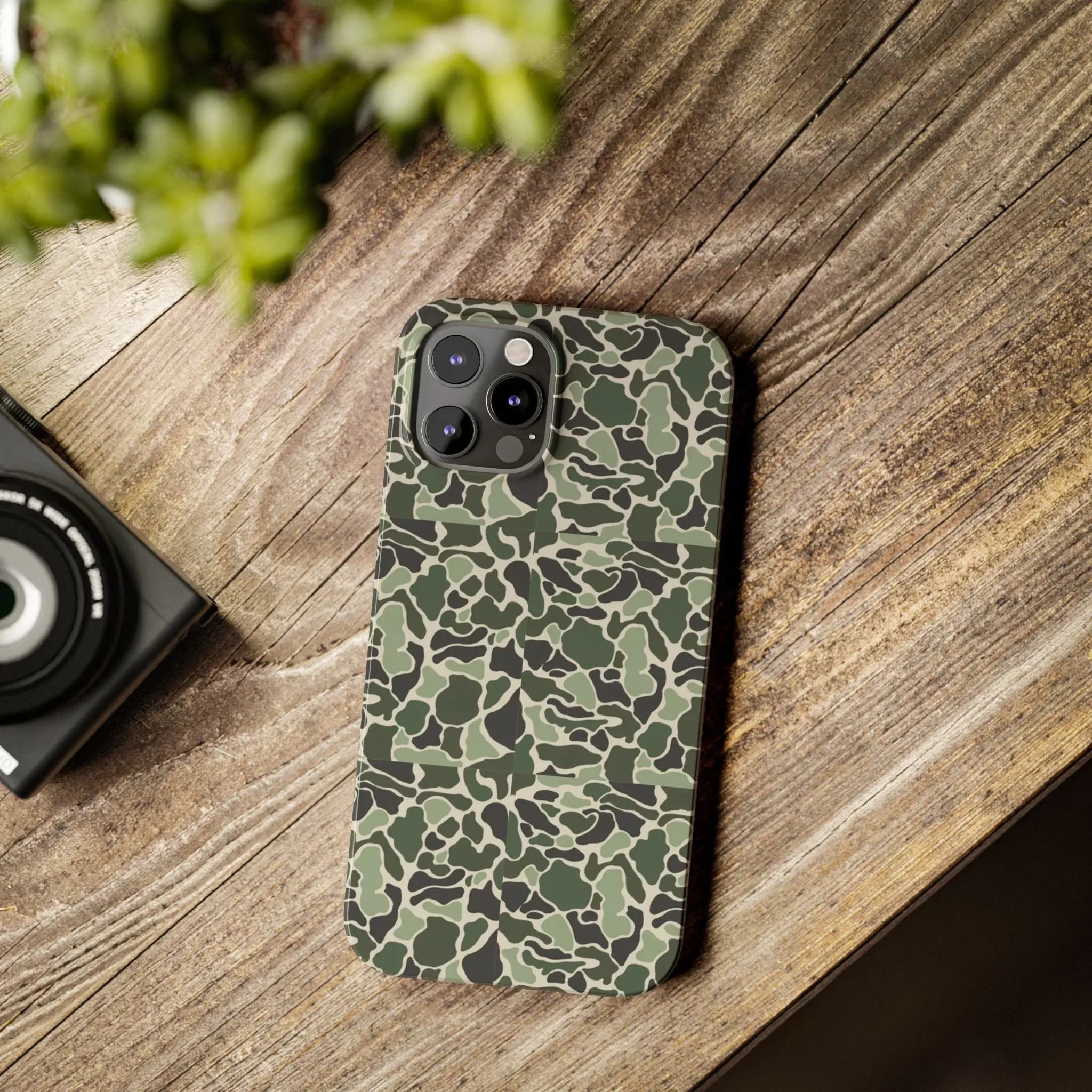 Green Old Skool Camo Slim IPhone Cases