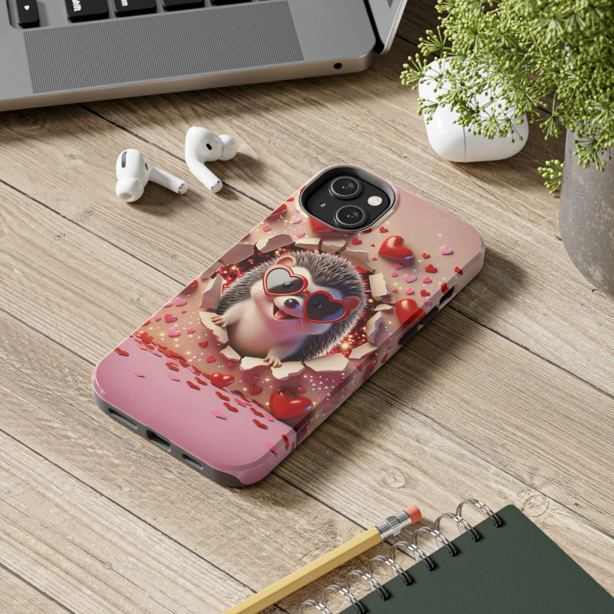 Hole in the wall Hedgehog Digital print Design Tough Phone Case compatible with a large variety of iPhone models, Gift, Phone Case