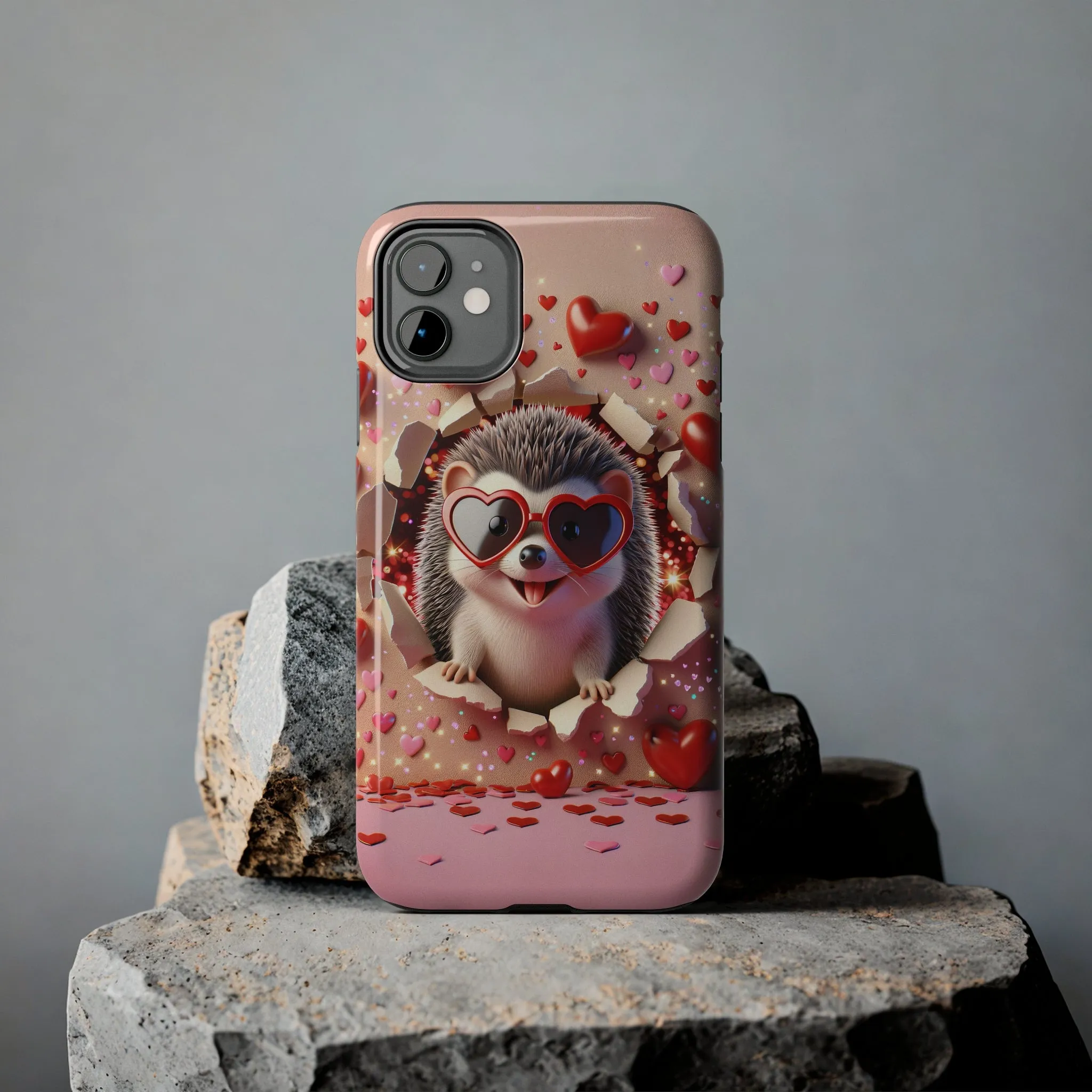 Hole in the wall Hedgehog Digital print Design Tough Phone Case compatible with a large variety of iPhone models, Gift, Phone Case