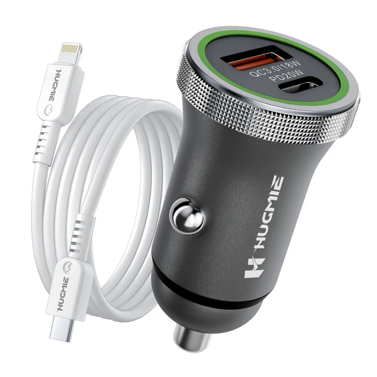 Hugmie® FCP-20WI PD 20W Car Charger with 1M Type C to Lightning Cable