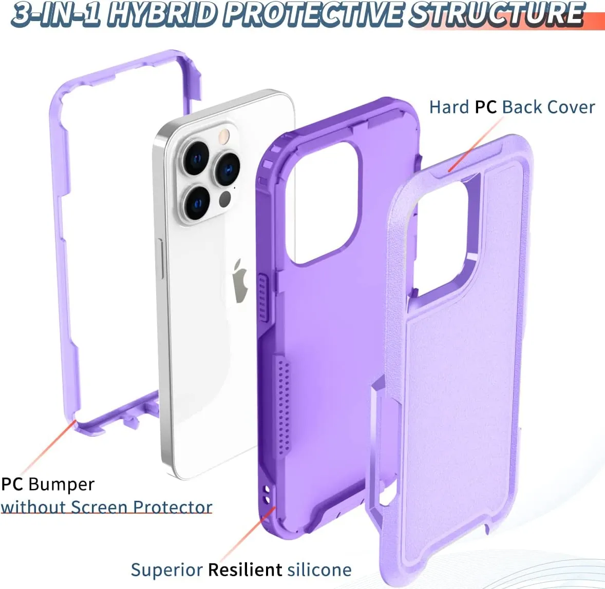 iPhone 14 Pro 5G Case Sturdy Heavy-Duty Tough Rugged Full Body Shockproof Bumper Anti-Scratch Hybrid Cover