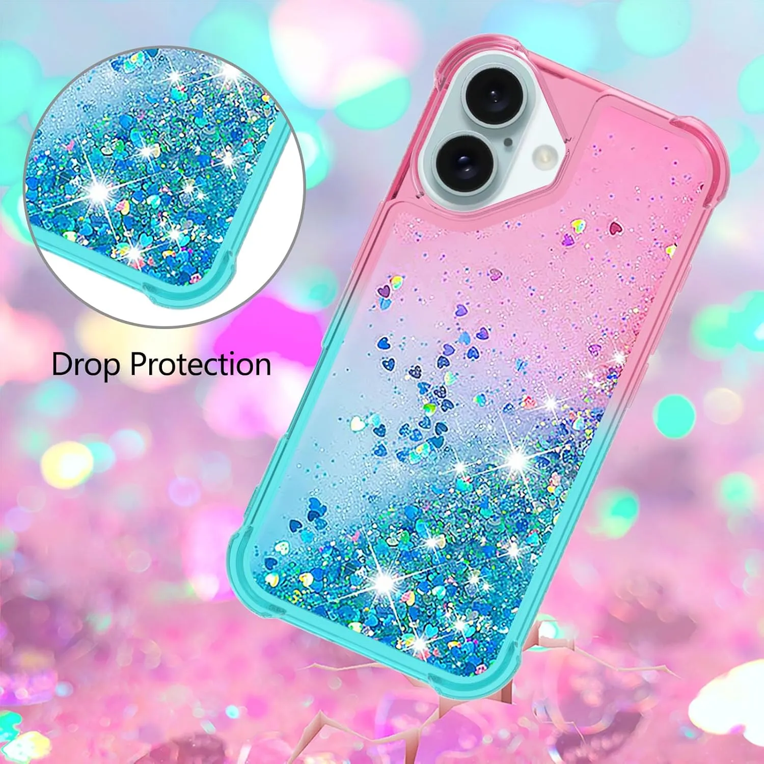 iPhone 16 Glitter Liquid Cute Protective Bumper Soft TPU Case