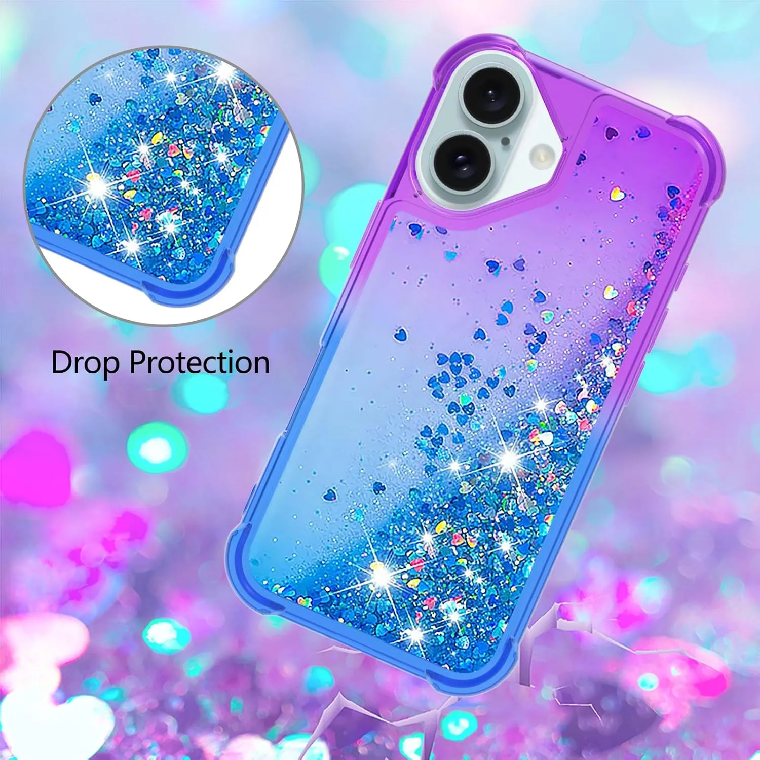 iPhone 16 Glitter Liquid Cute Protective Bumper Soft TPU Case