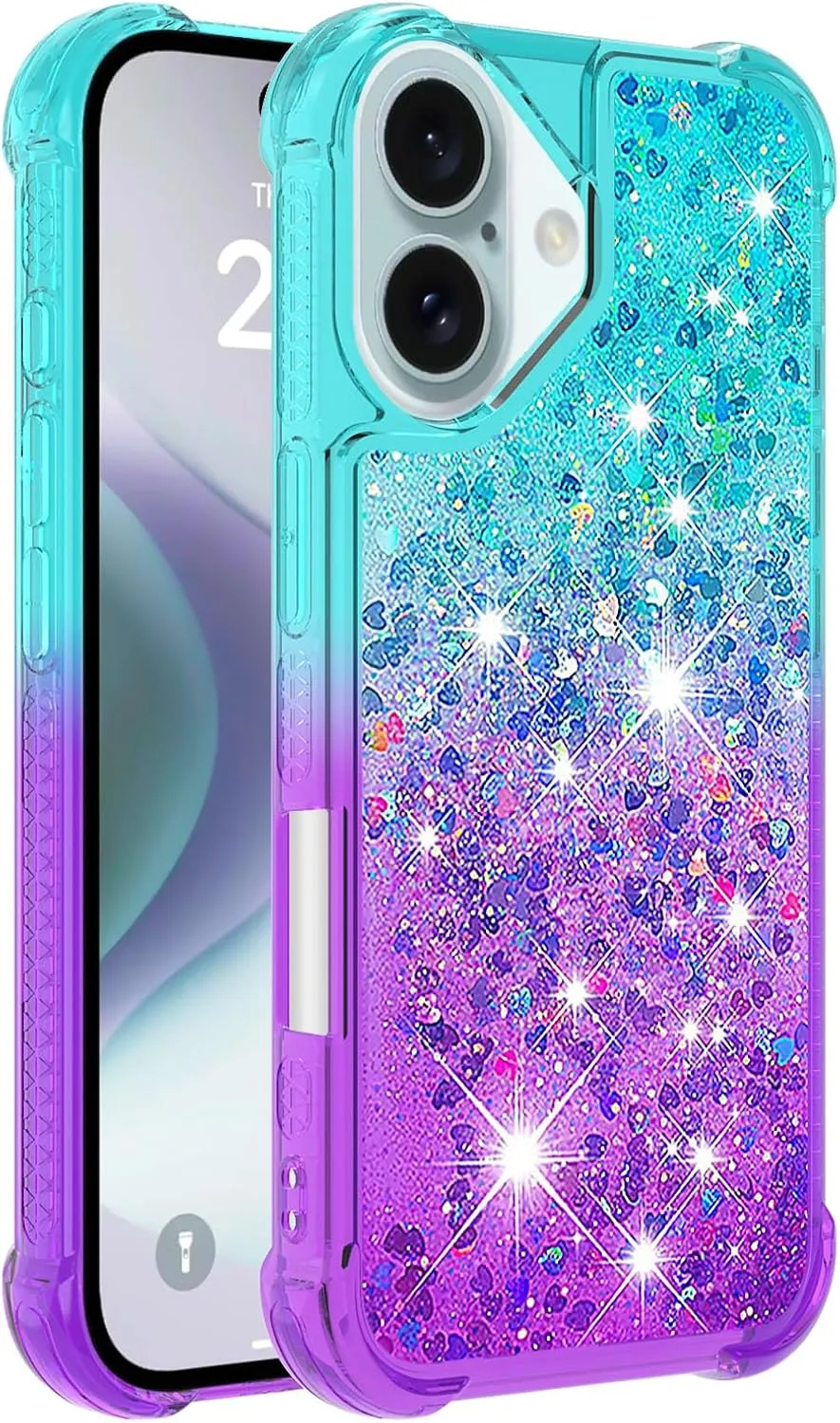 iPhone 16 Glitter Liquid Cute Protective Bumper Soft TPU Case