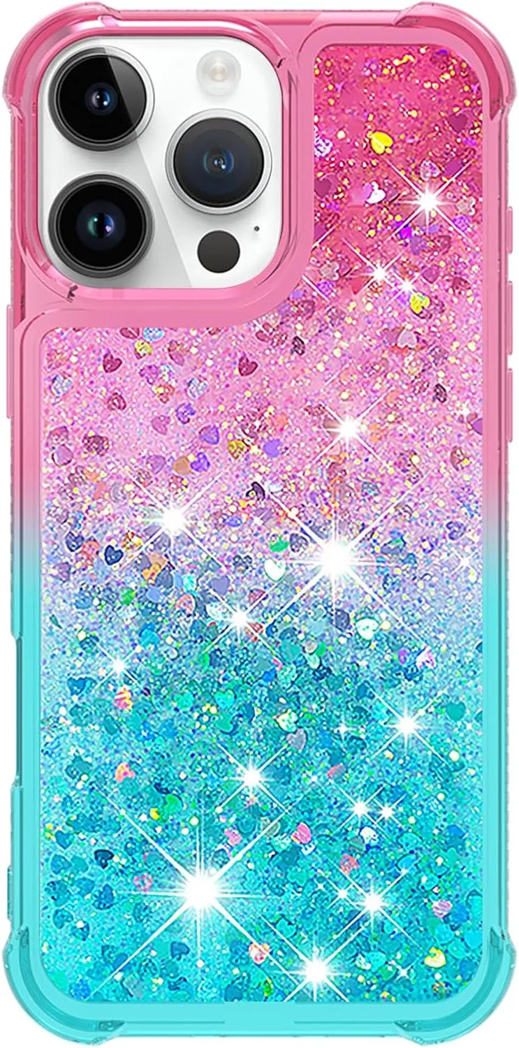 iPhone 16 Pro Max Glitter Liquid Cute Clear Phone Case