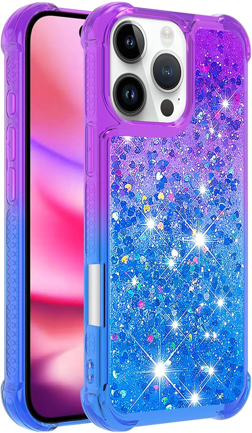 iPhone 16 Pro Max Glitter Liquid Cute Clear Phone Case