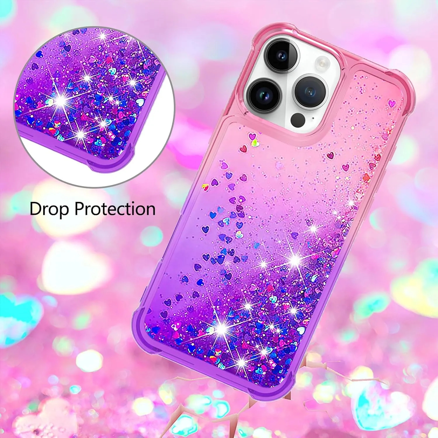 iPhone 16 Pro Max Glitter Liquid Cute Clear Phone Case