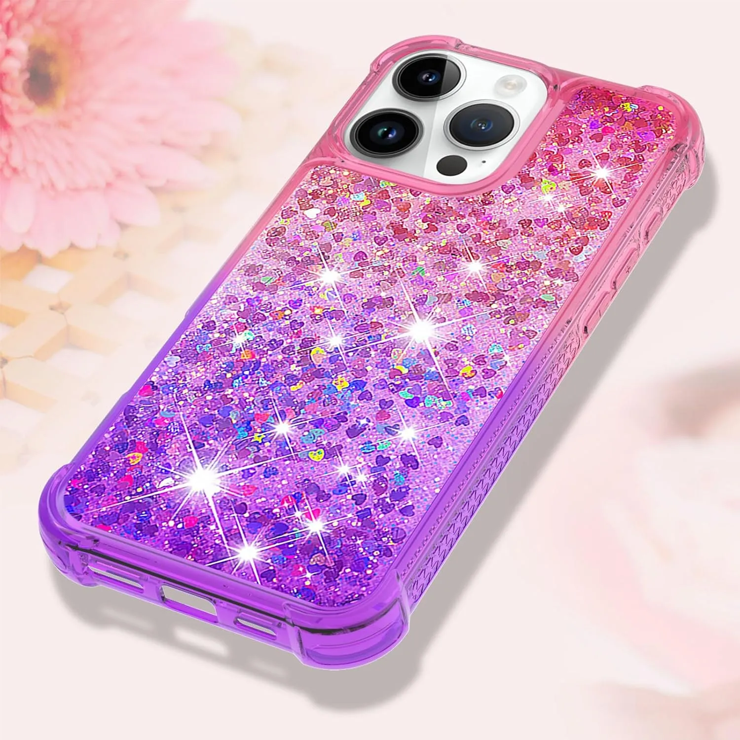 iPhone 16 Pro Max Glitter Liquid Cute Clear Phone Case