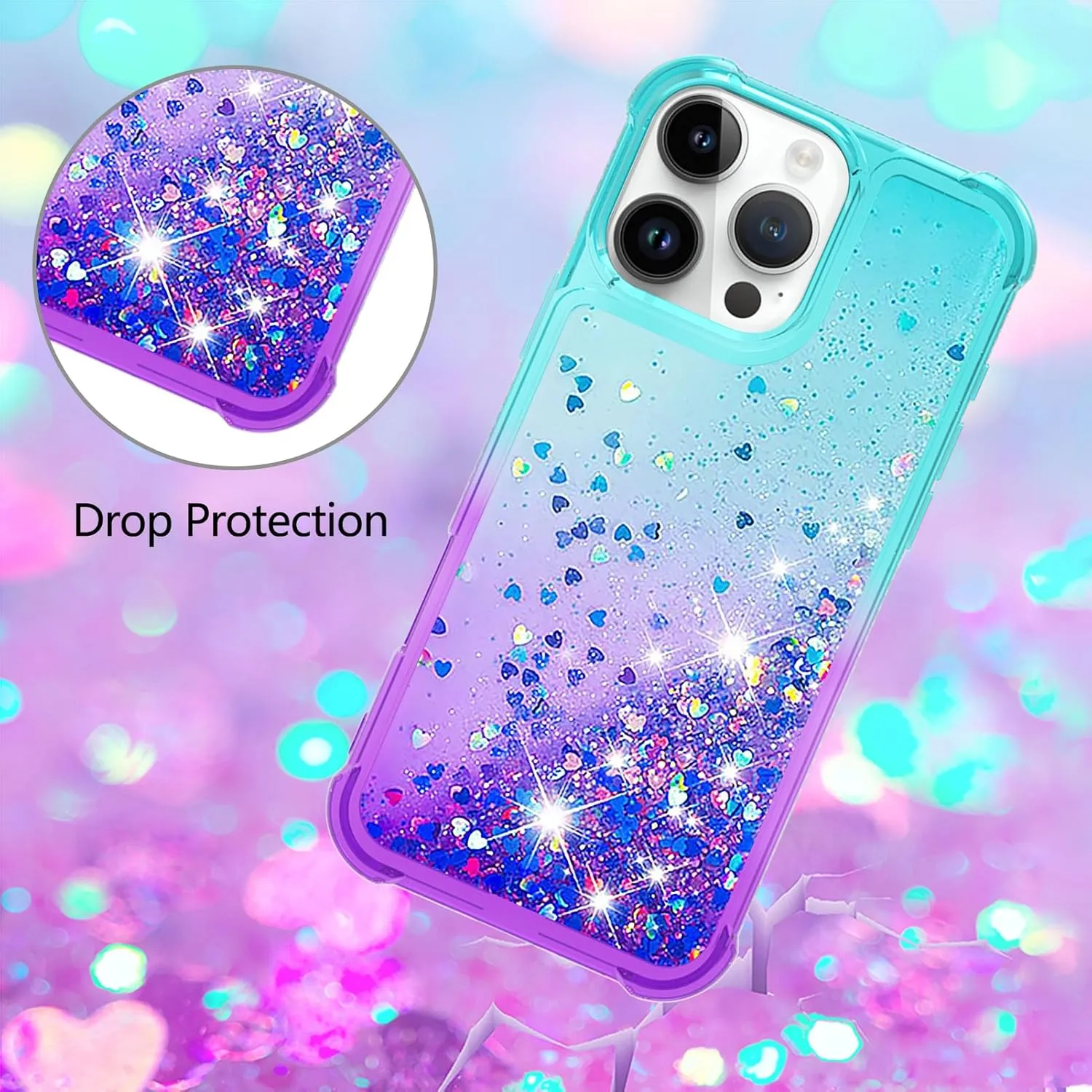 iPhone 16 Pro Max Glitter Liquid Cute Clear Phone Case