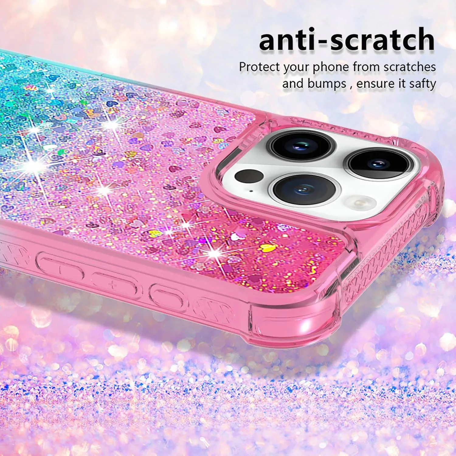 iPhone 16 Pro Max Glitter Liquid Cute Clear Phone Case