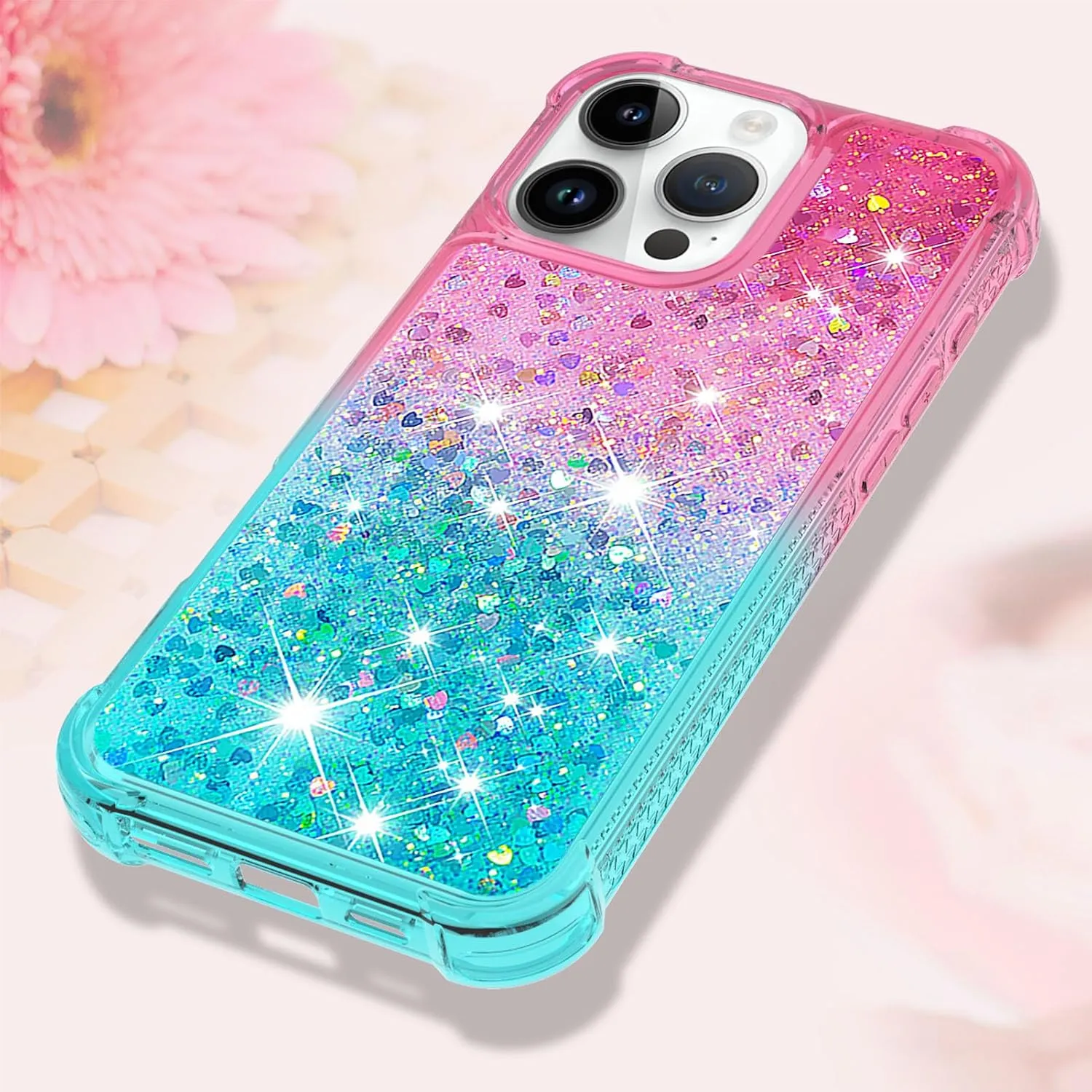 iPhone 16 Pro Max Glitter Liquid Cute Clear Phone Case