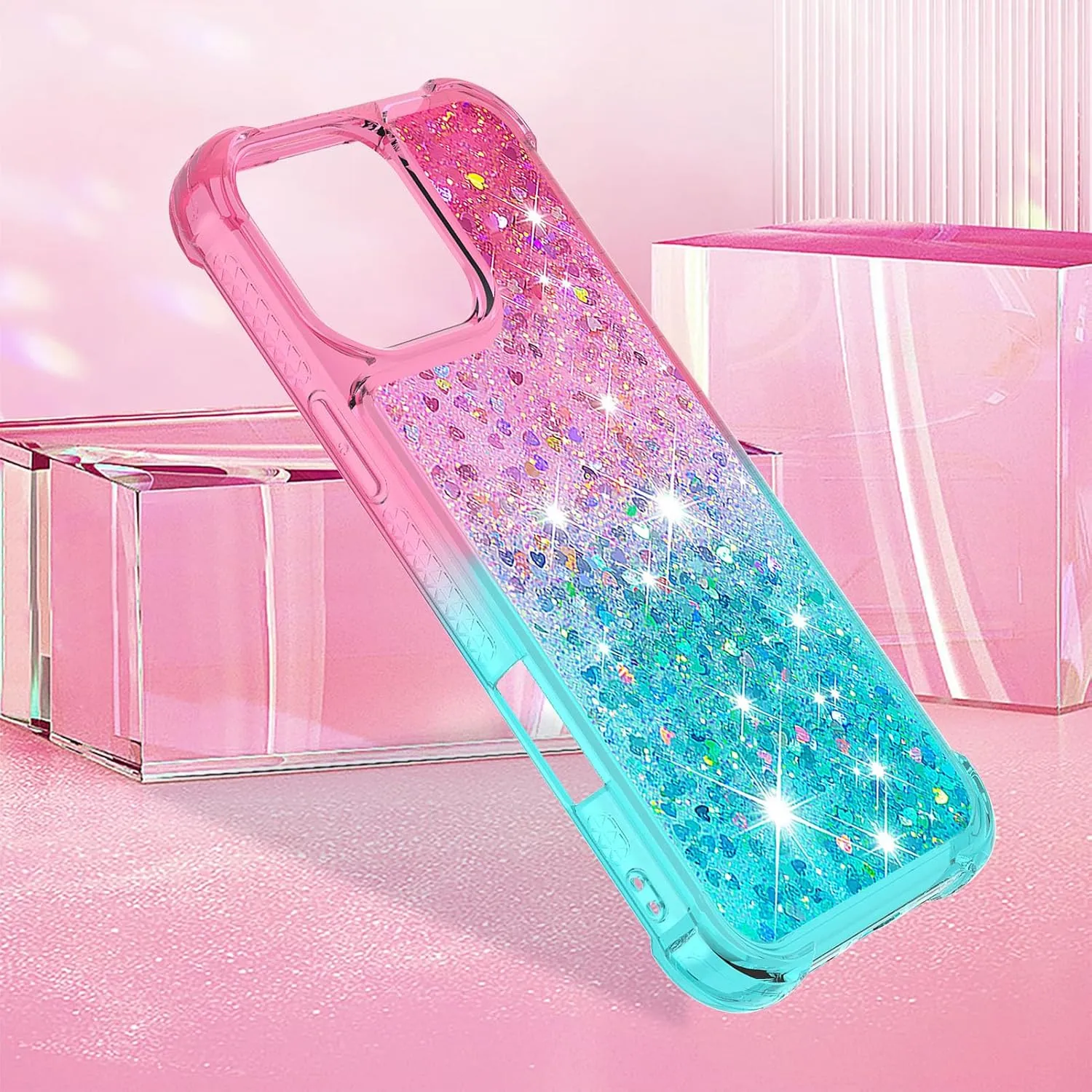 iPhone 16 Pro Max Glitter Liquid Cute Clear Phone Case