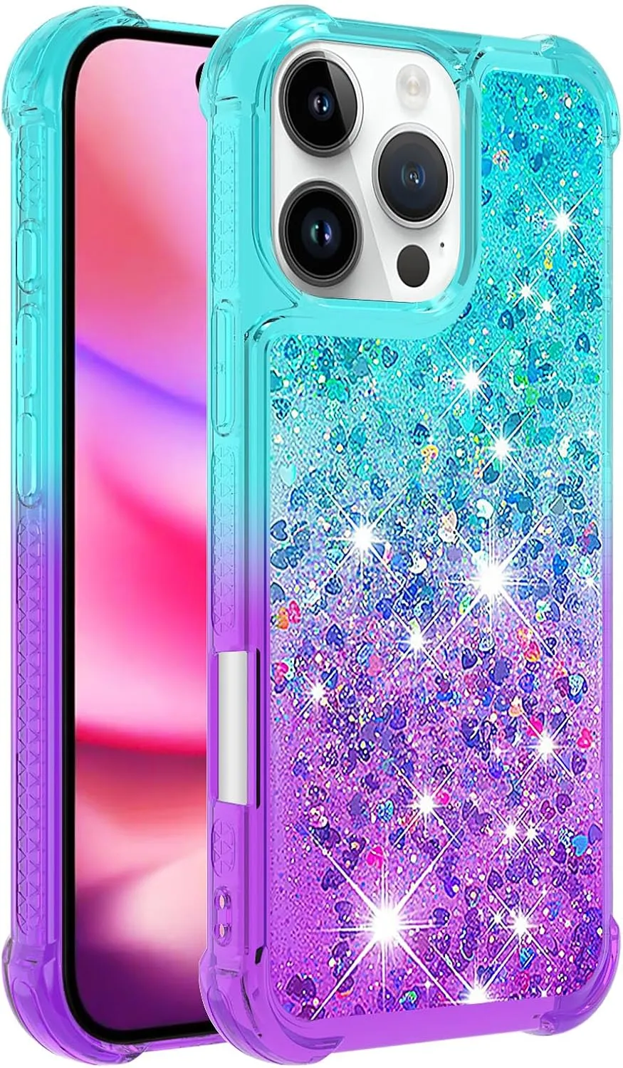 iPhone 16 Pro Max Glitter Liquid Cute Clear Phone Case