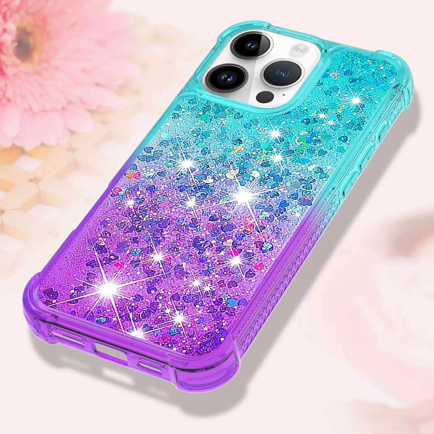 iPhone 16 Pro Max Glitter Liquid Cute Clear Phone Case